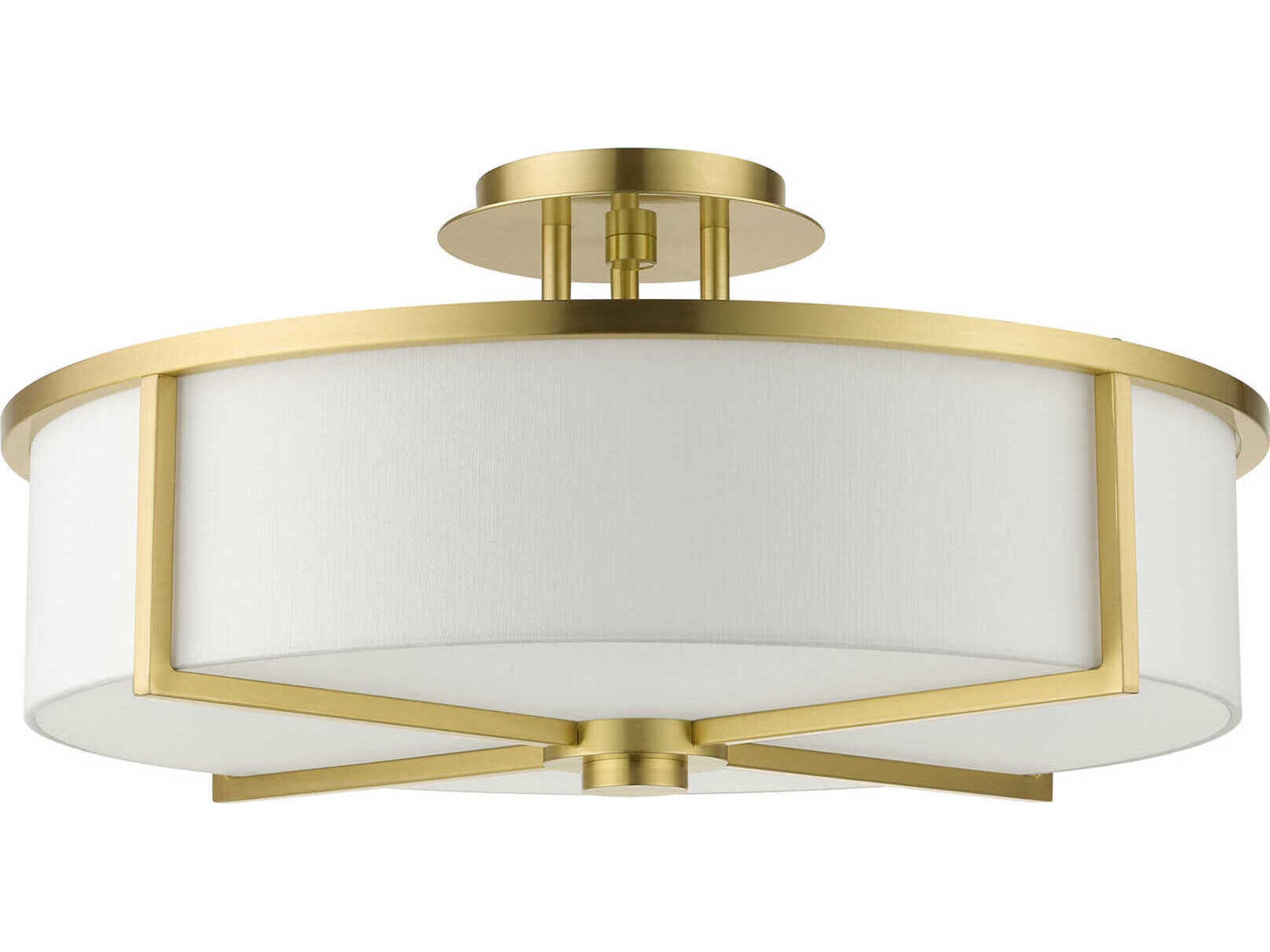 Livex Lighting Wesley 4-Light Satin Brass Drum Semi Flush Mount