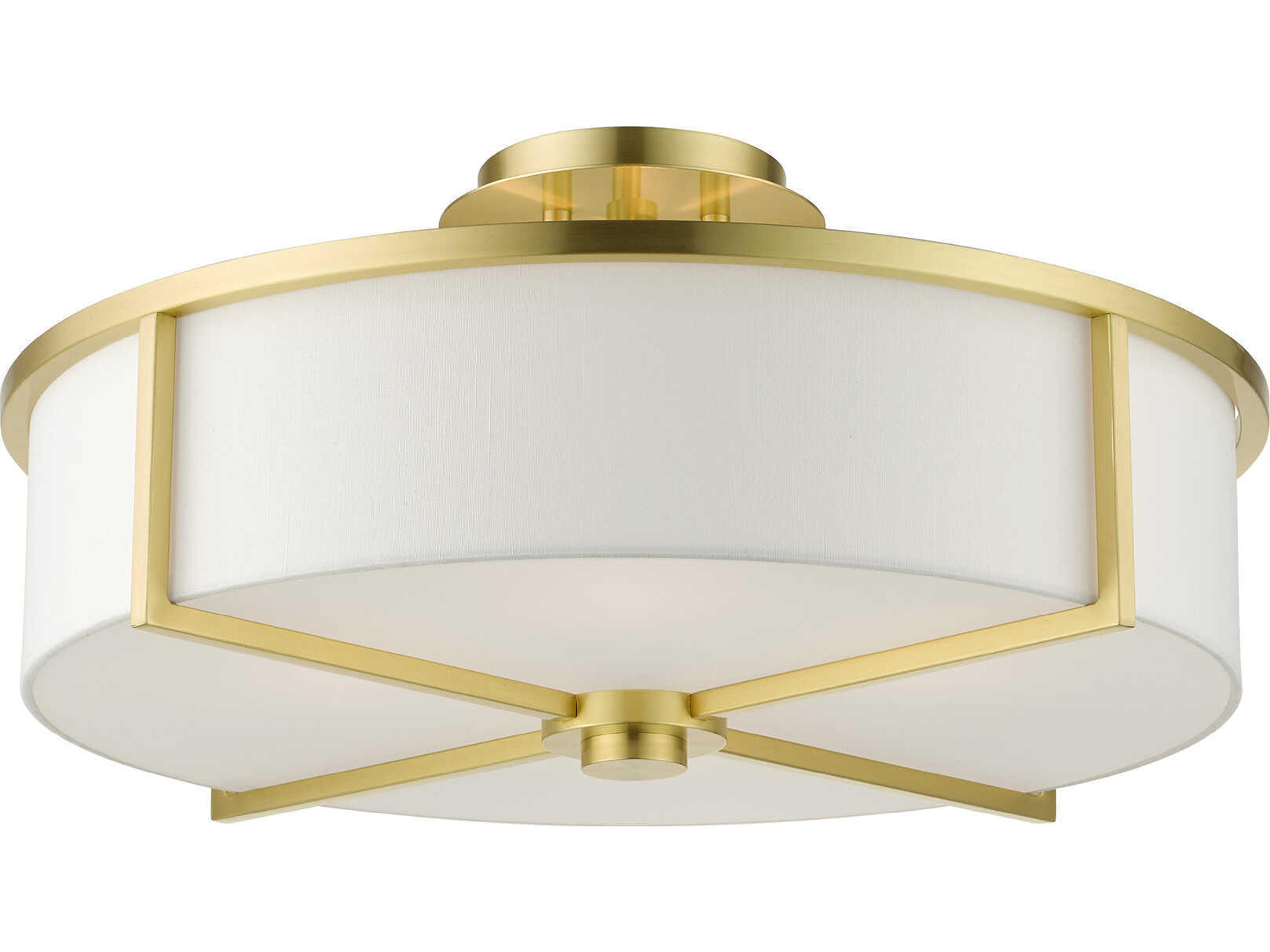 Livex Lighting Wesley 4-Light Satin Brass Drum Semi Flush Mount