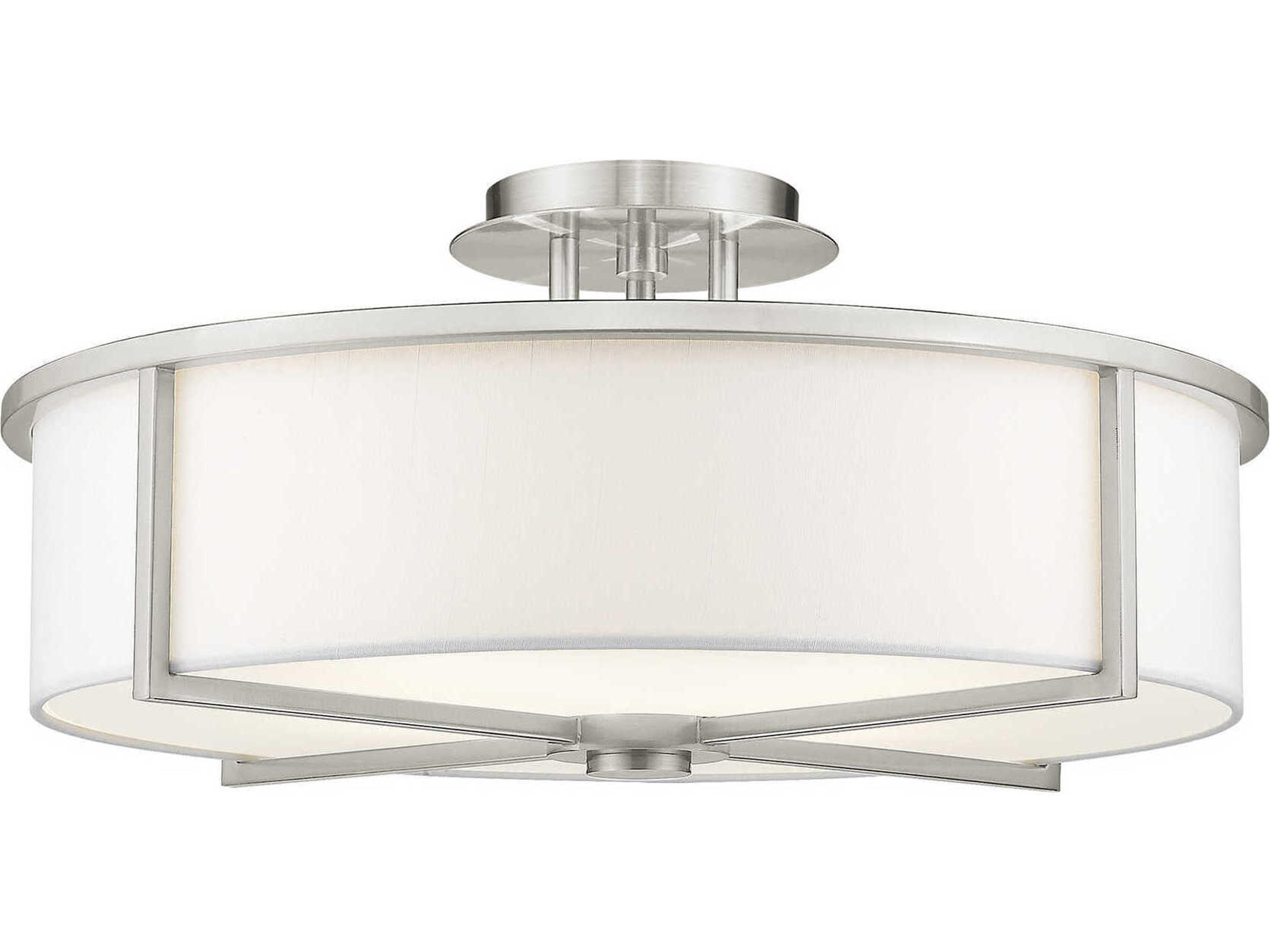 Livex Lighting Wesley 4-Light Brushed Nickel Drum Semi Flush Mount