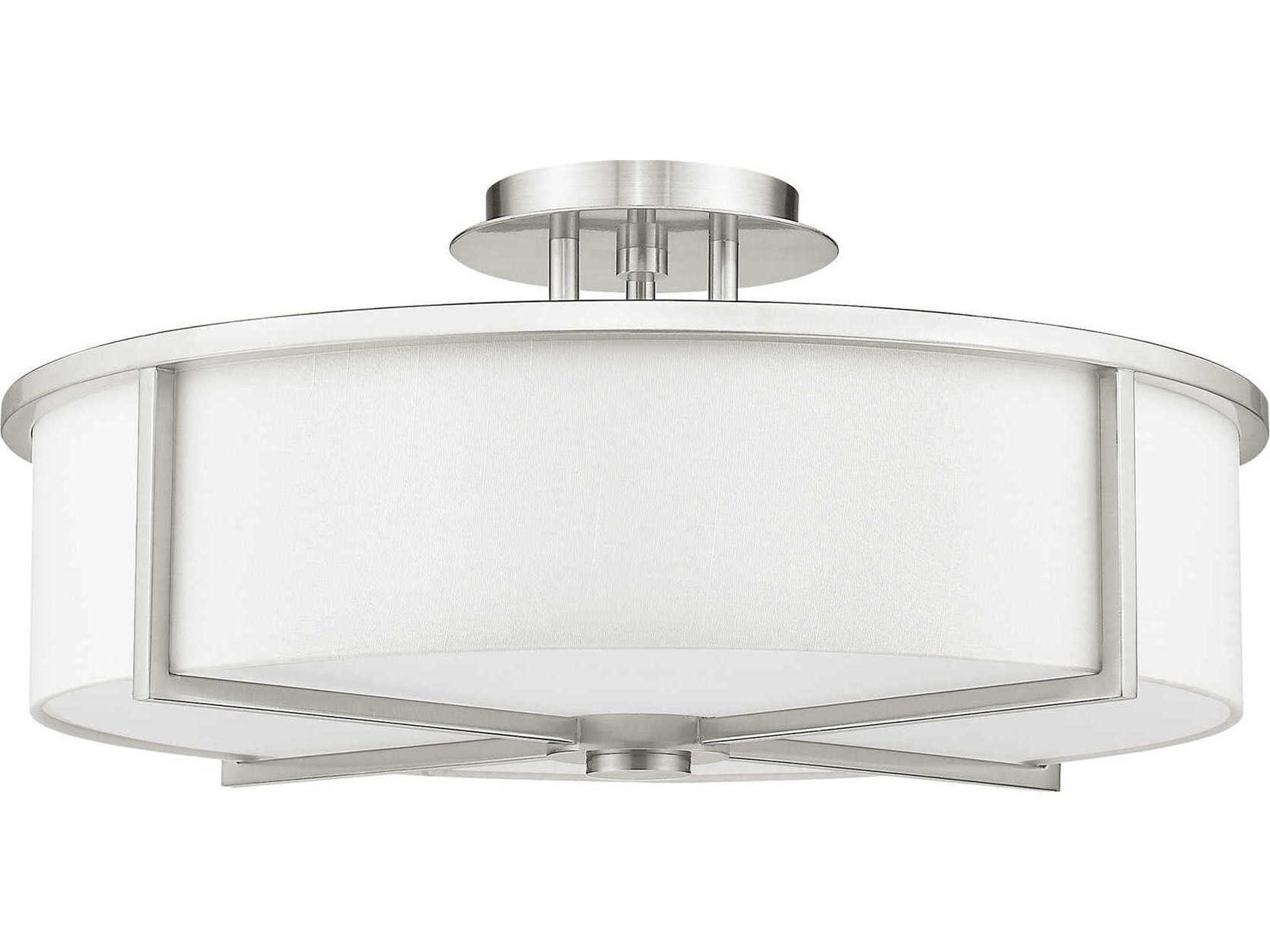 Livex Lighting Wesley 4-Light Brushed Nickel Drum Semi Flush Mount