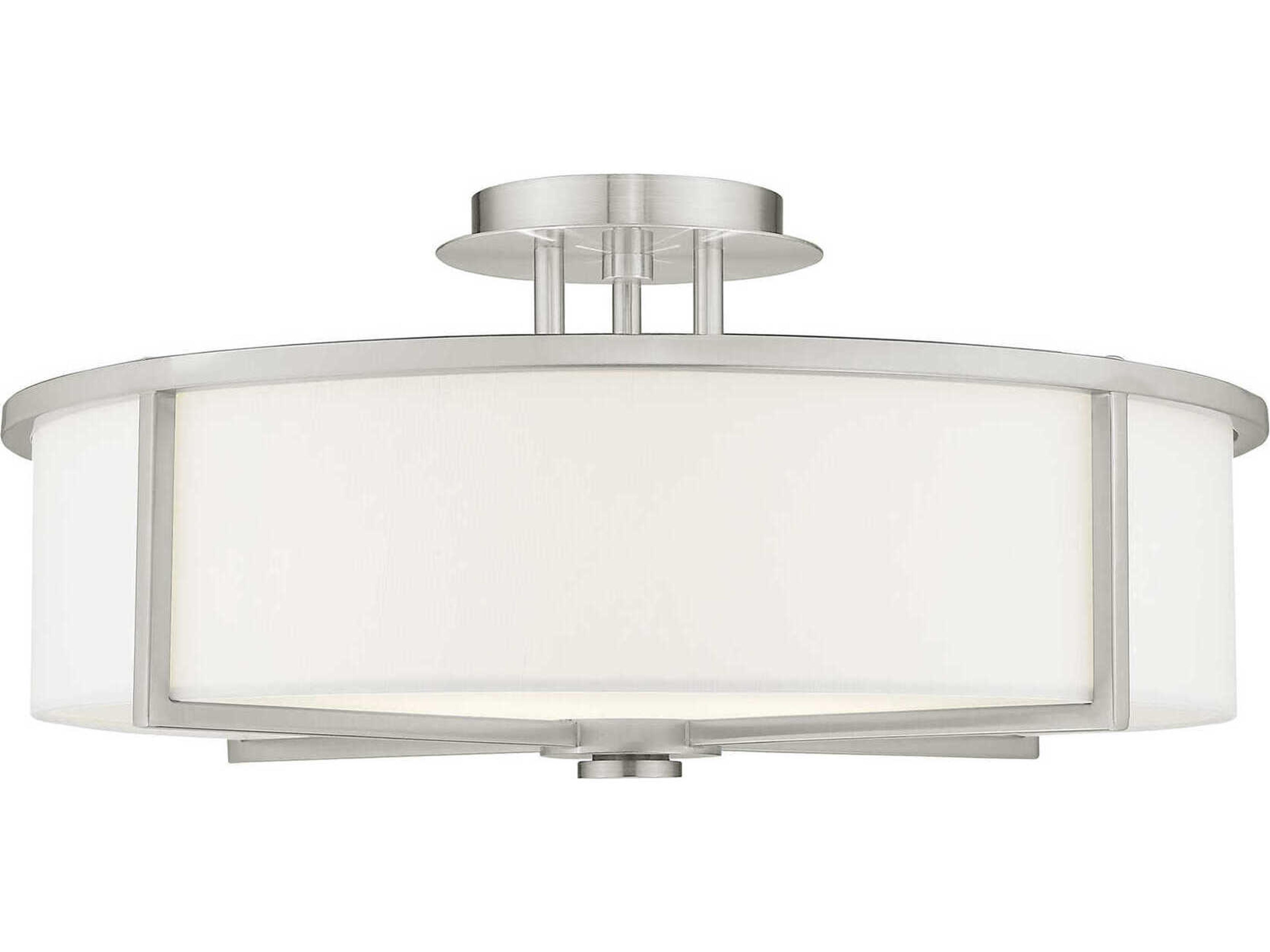 Livex Lighting Wesley 4-Light Brushed Nickel Drum Semi Flush Mount