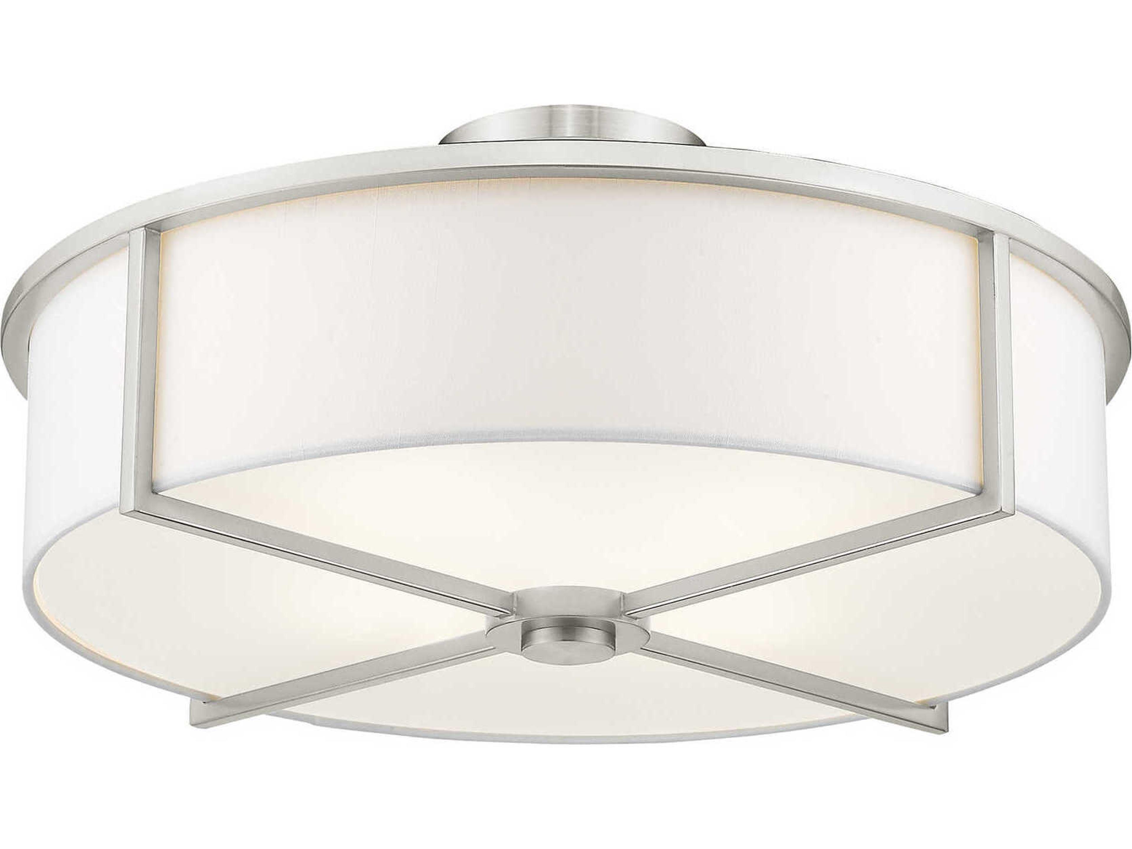 Livex Lighting Wesley 4-Light Brushed Nickel Drum Semi Flush Mount
