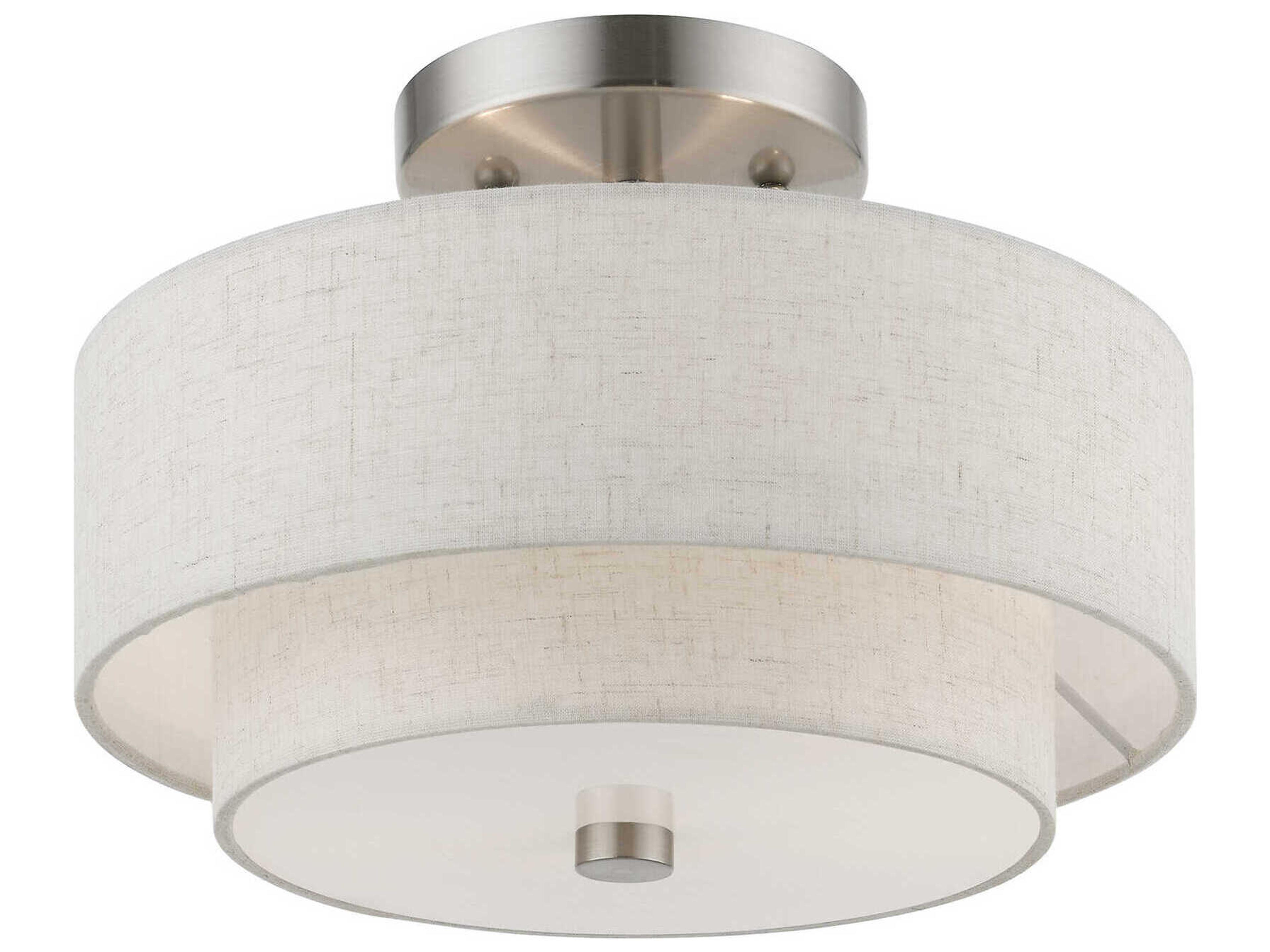 Livex Lighting Meridian 2-Light Brushed Nickel Drum Semi Flush Mount
