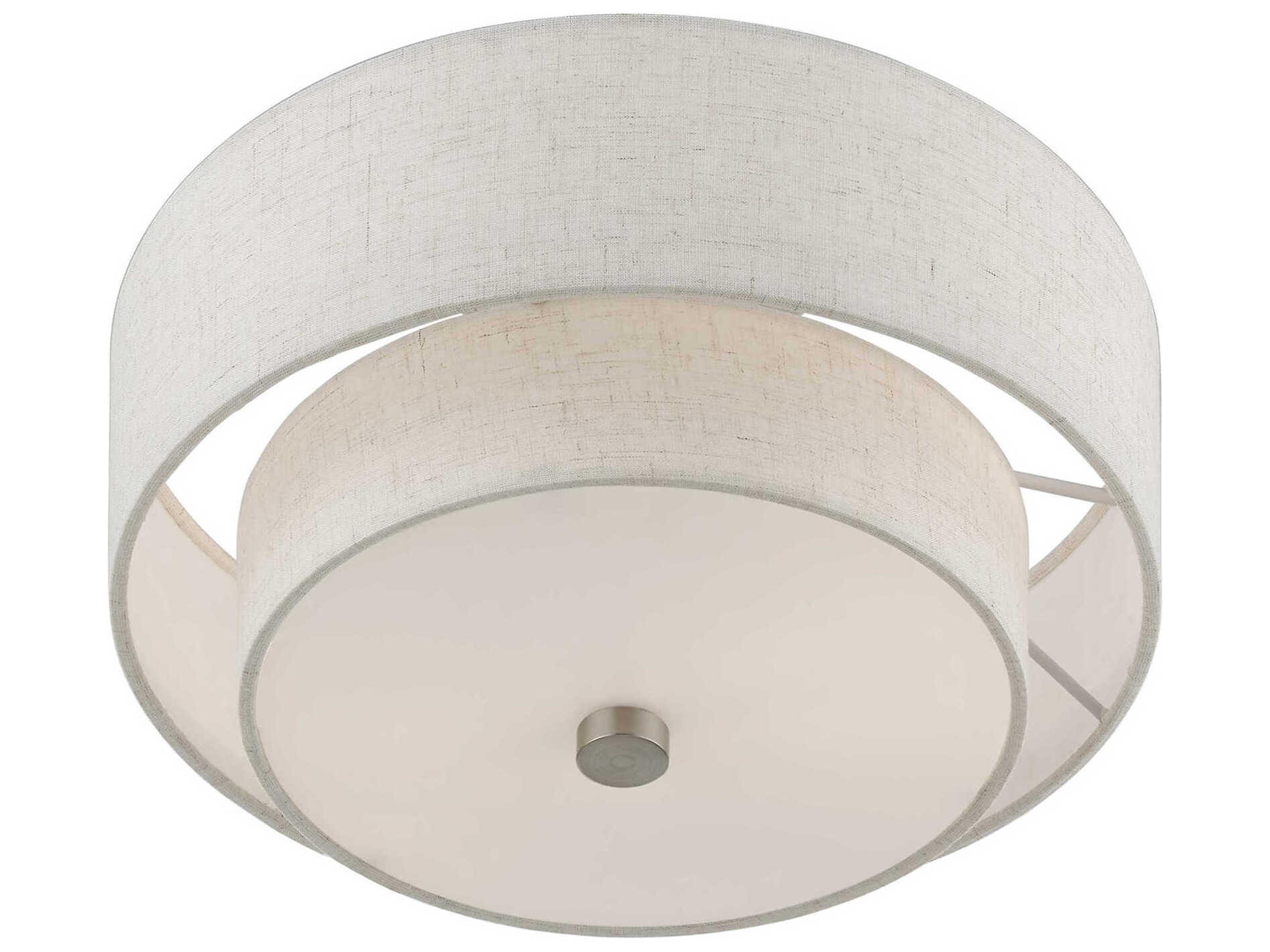 Livex Lighting Meridian 2-Light Brushed Nickel Drum Semi Flush Mount