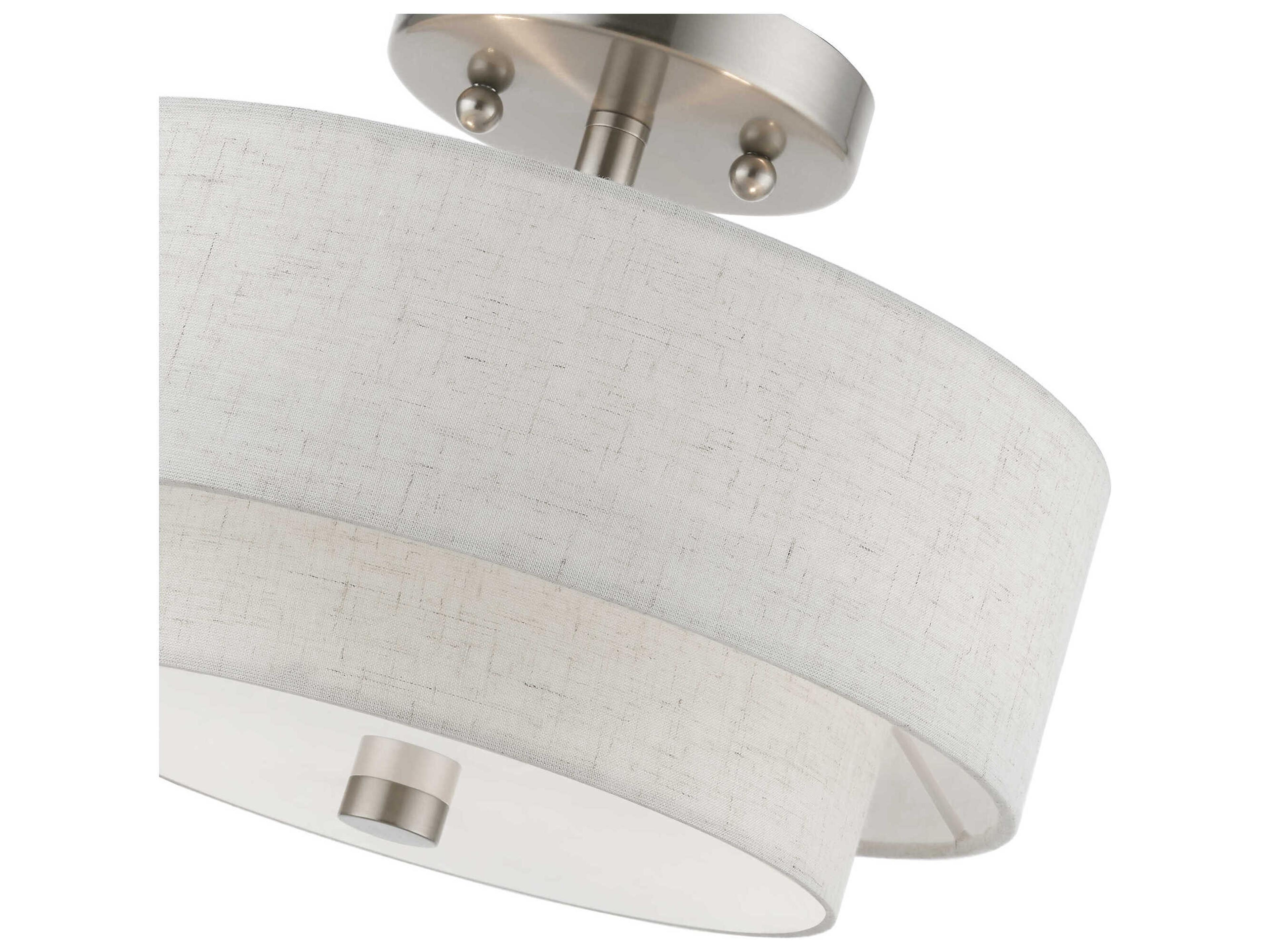 Livex Lighting Meridian 2-Light Brushed Nickel Drum Semi Flush Mount
