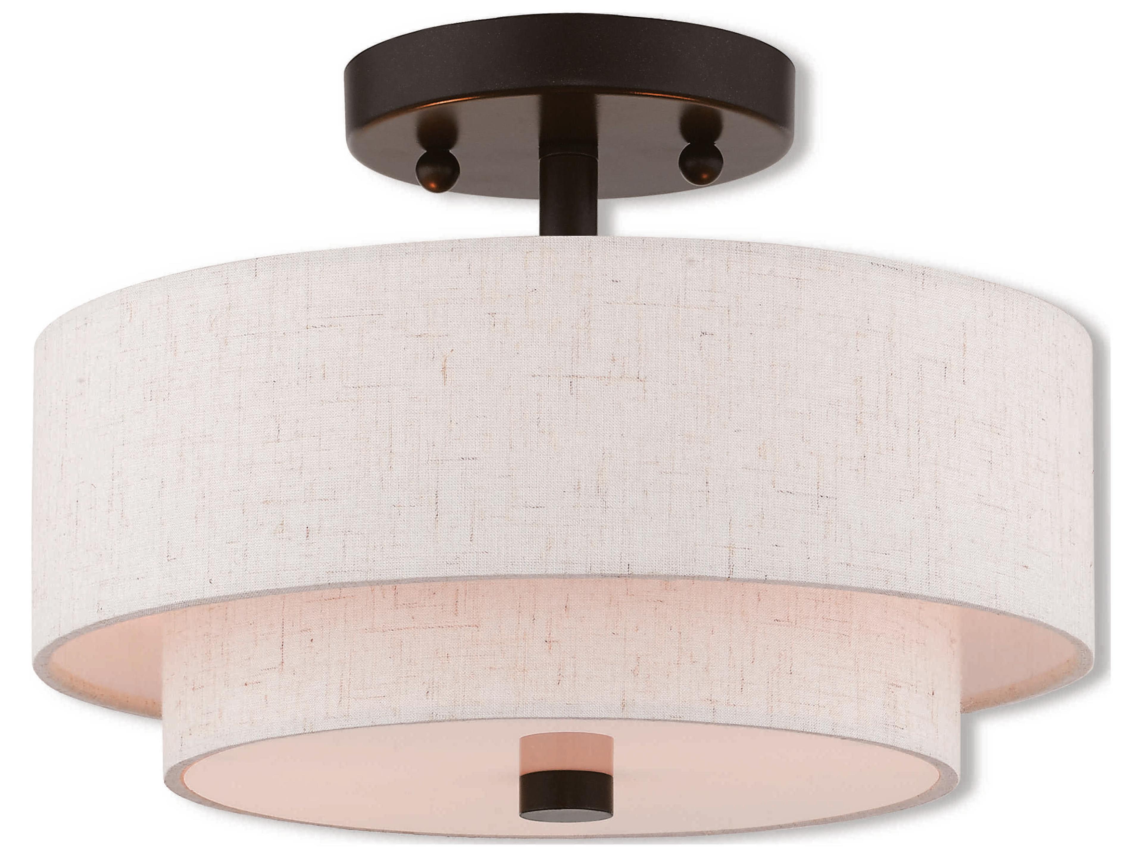 Claremont 2-Light English Bronze Drum Semi Flush Mount