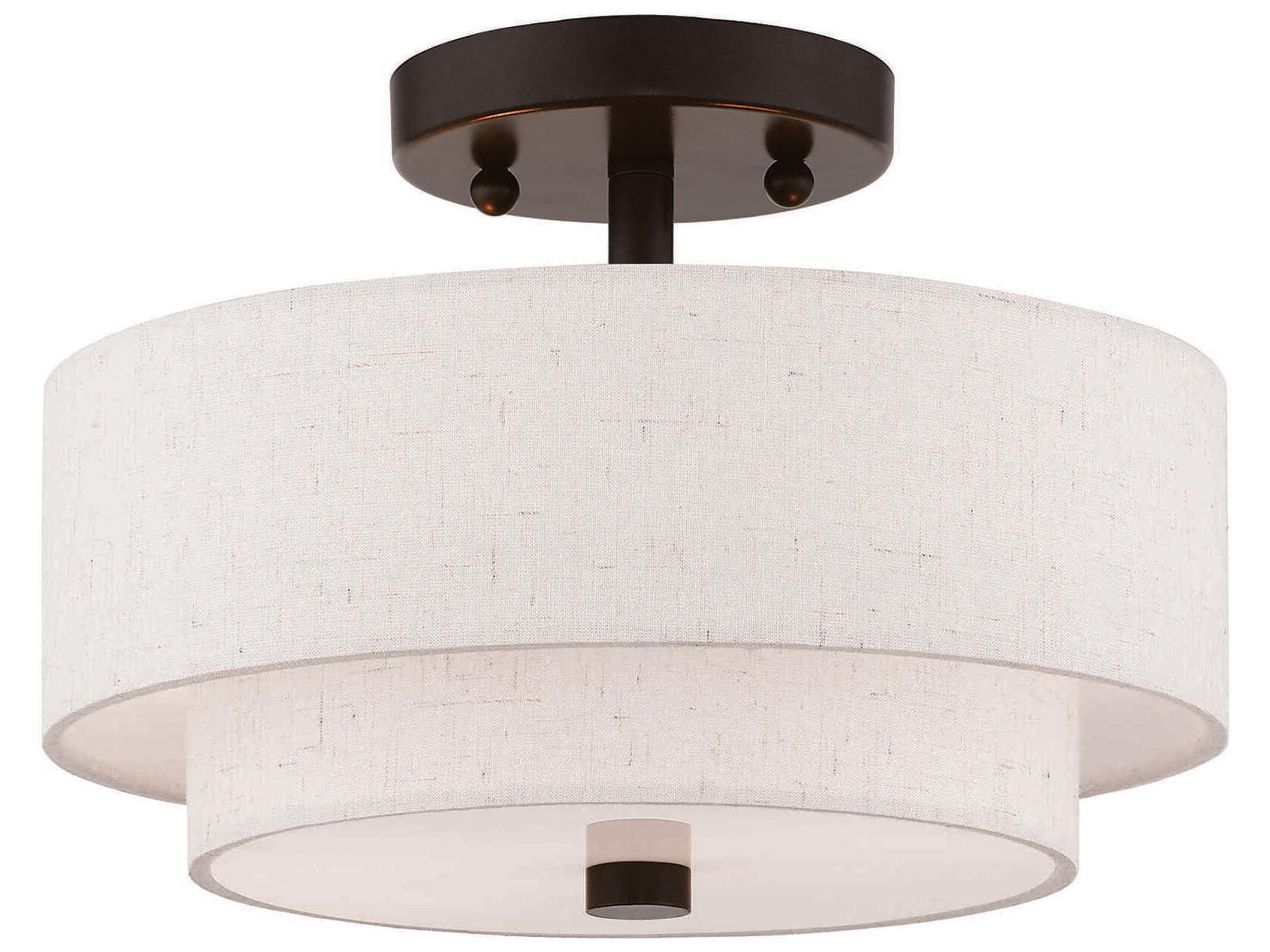 Livex Lighting Claremont 2-Light English Bronze Drum Semi Flush Mount