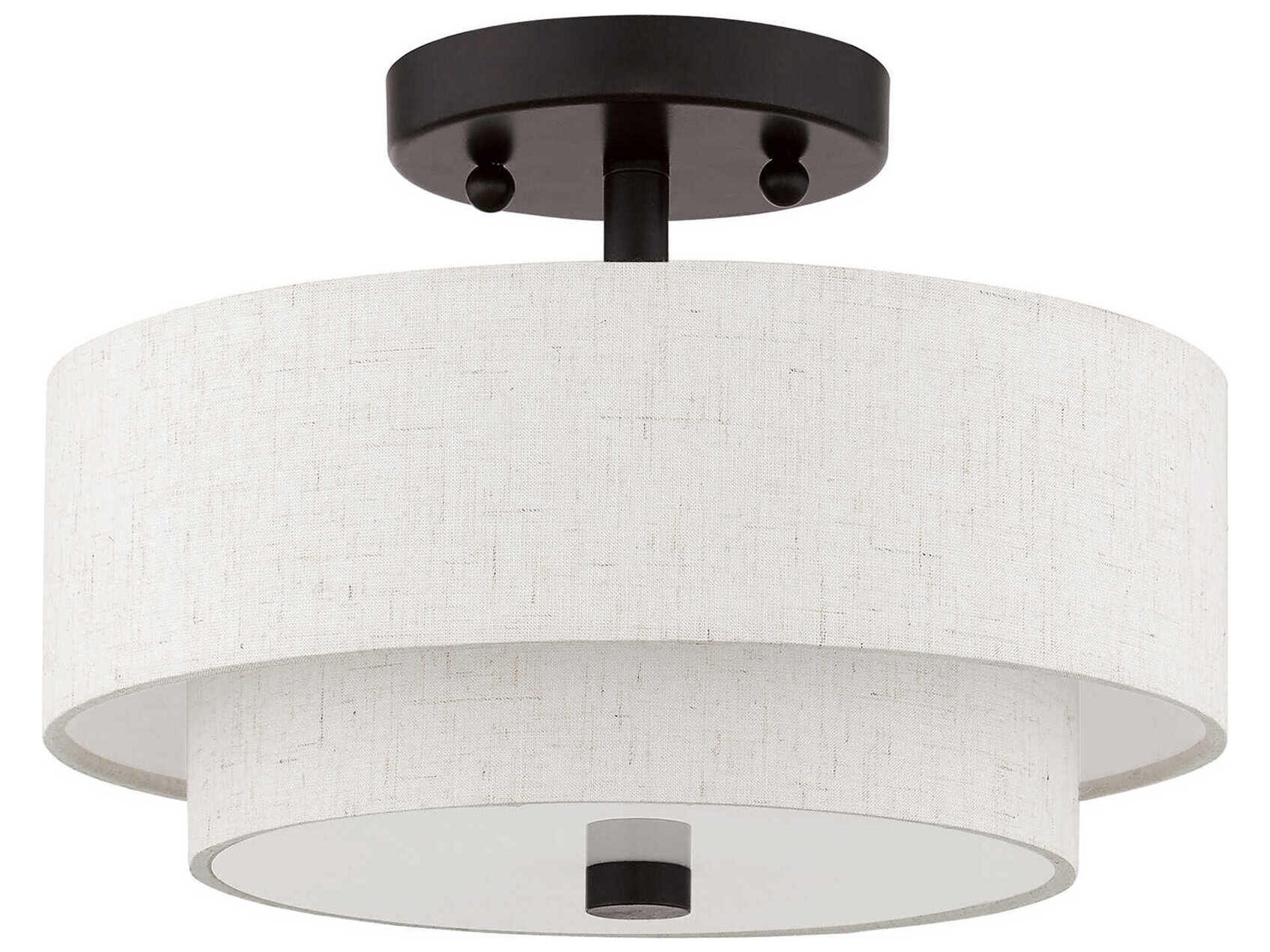 Livex Lighting Claremont 2-Light English Bronze Drum Semi Flush Mount