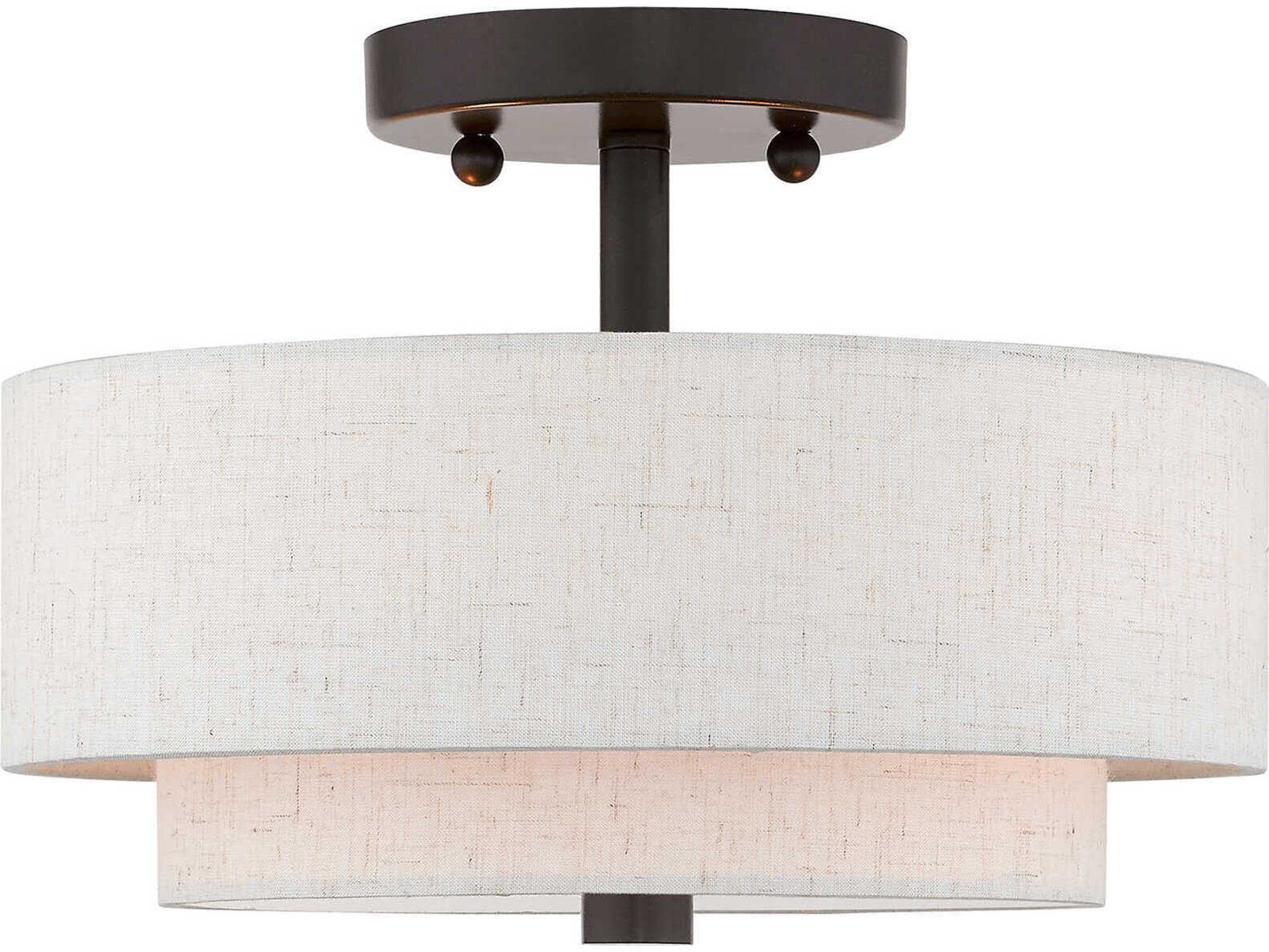 Livex Lighting Claremont 2-Light English Bronze Drum Semi Flush Mount