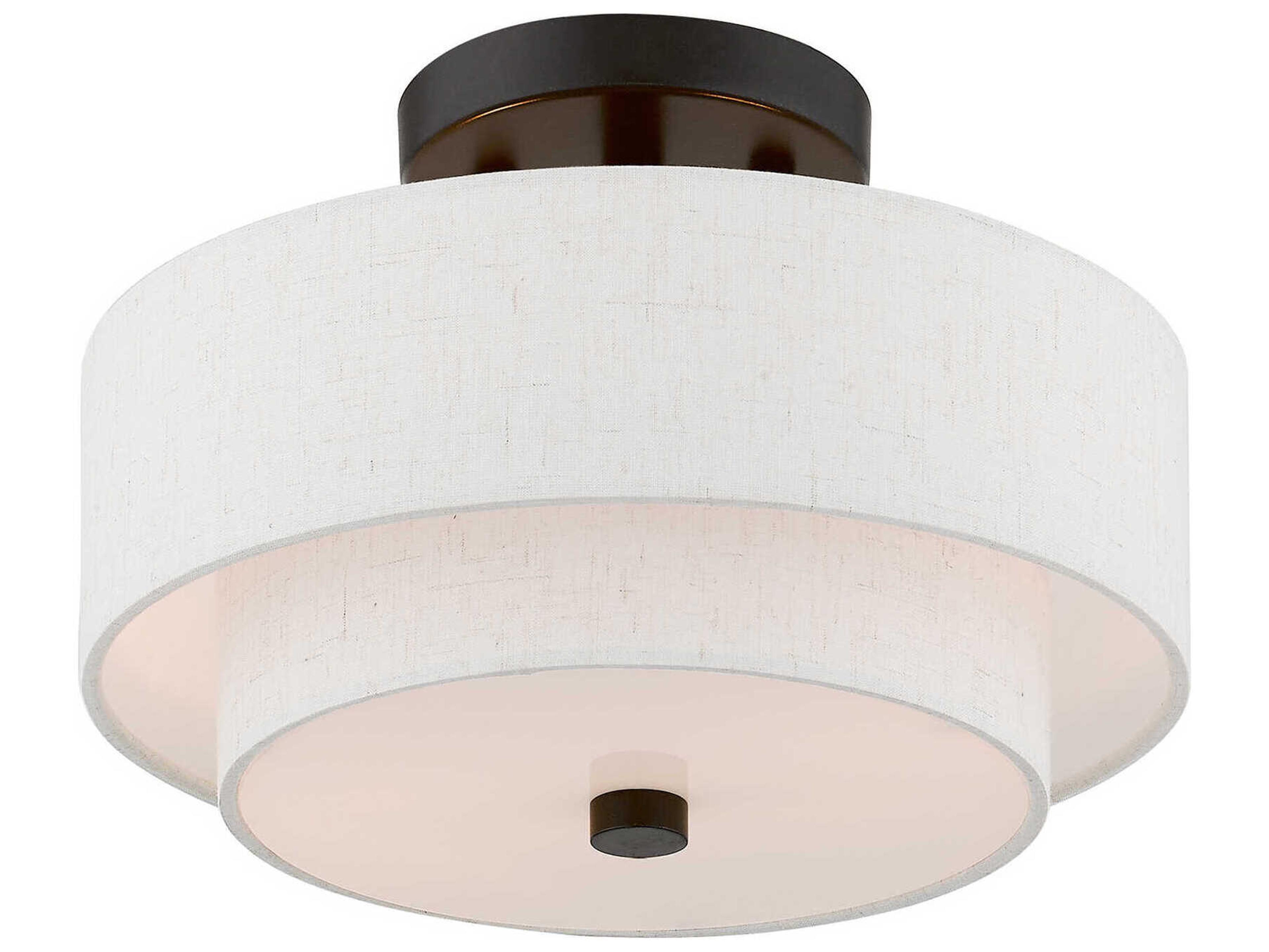 Livex Lighting Claremont 2-Light English Bronze Drum Semi Flush Mount