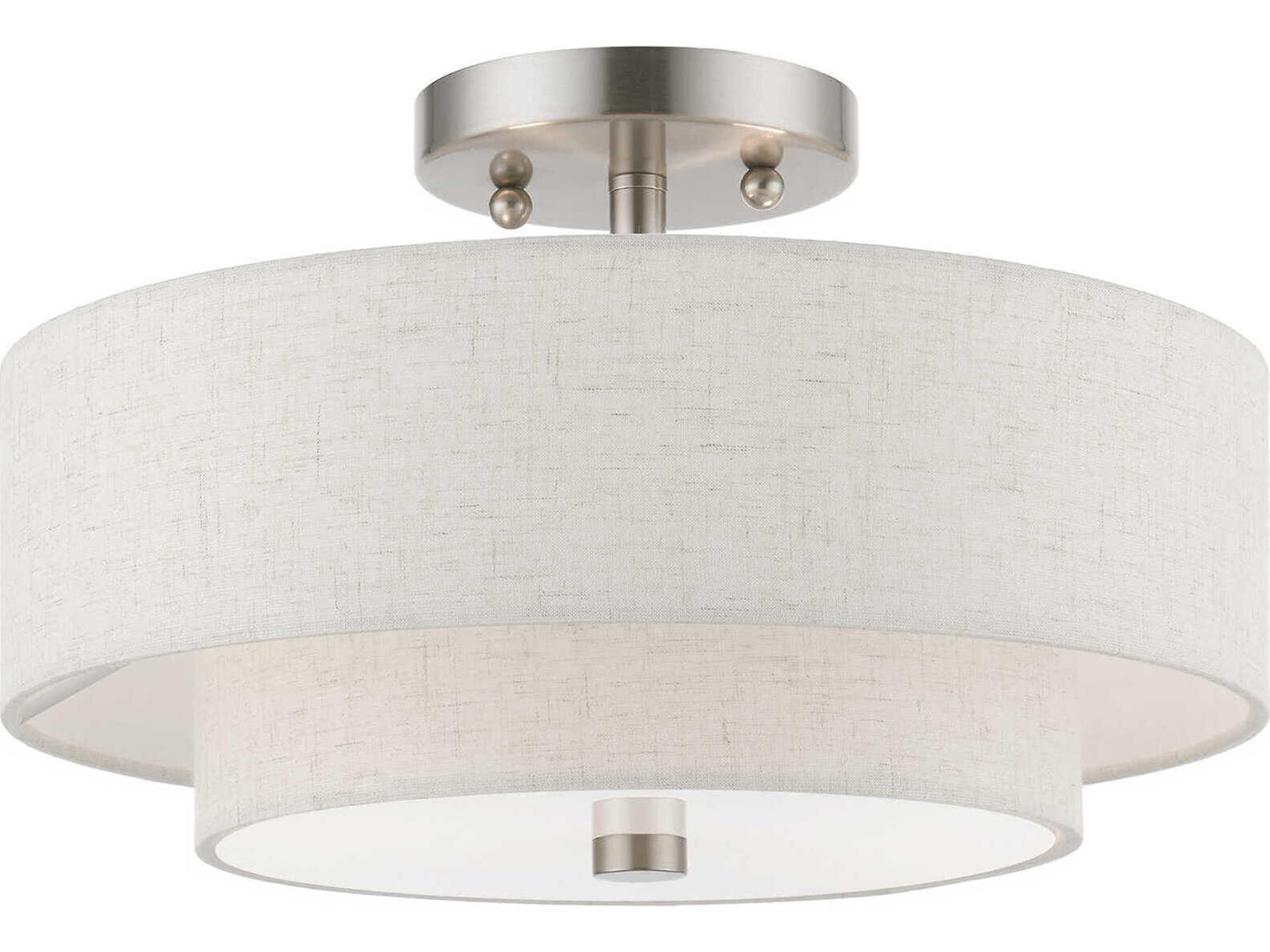 Meridian 2-Light Brushed Nickel Drum Semi Flush Mount