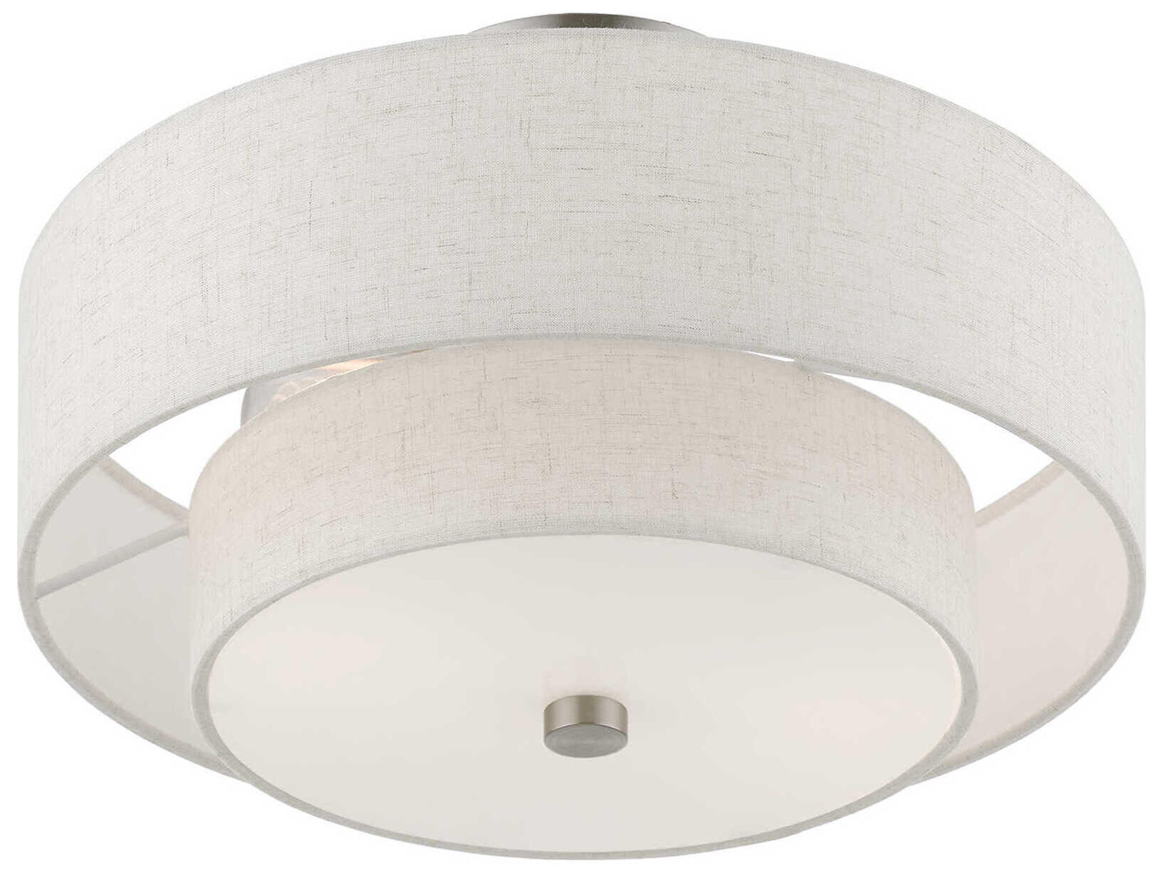 Livex Lighting Meridian 2-Light Brushed Nickel Drum Semi Flush Mount