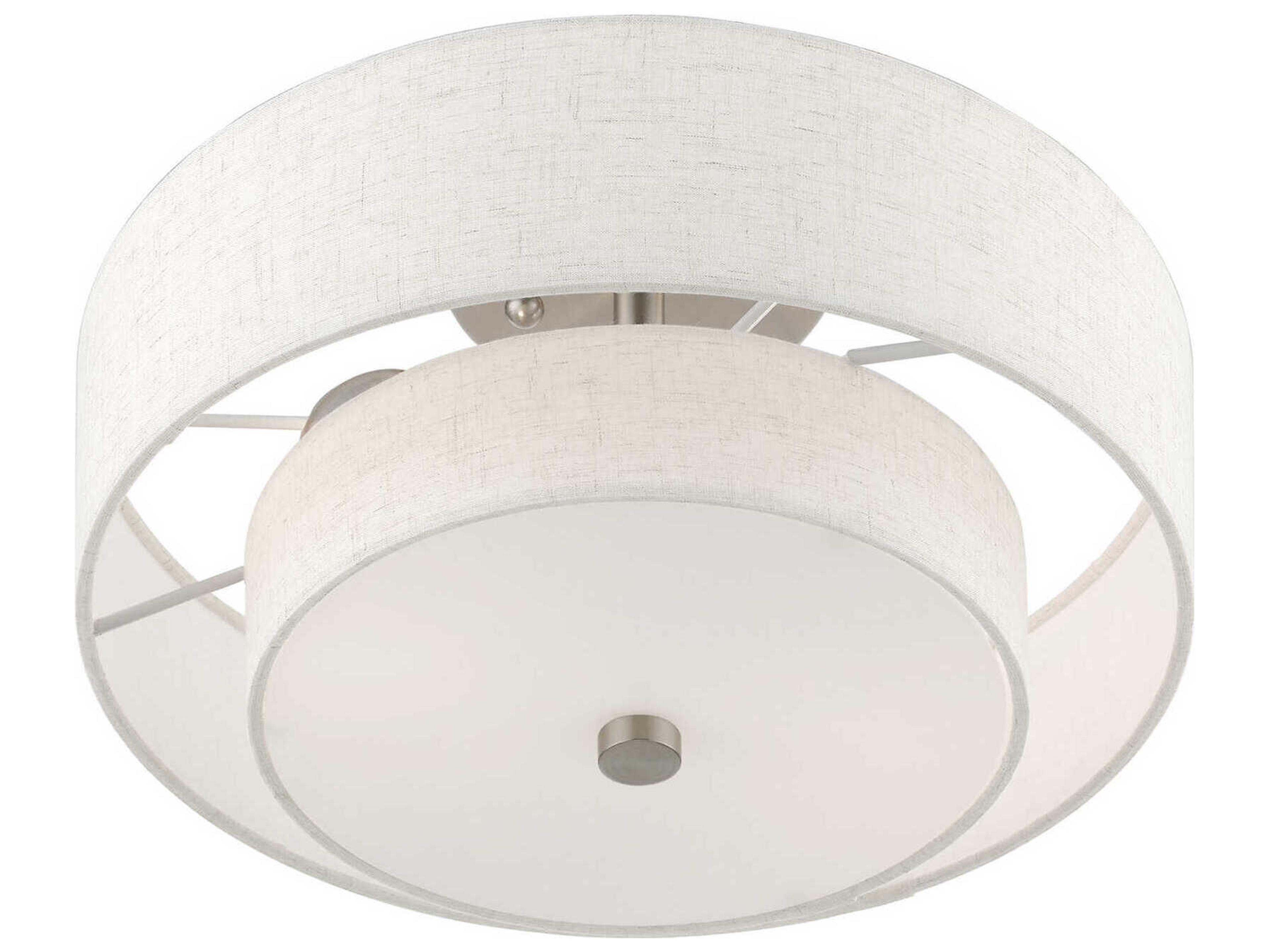 Livex Lighting Meridian 2-Light Brushed Nickel Drum Semi Flush Mount