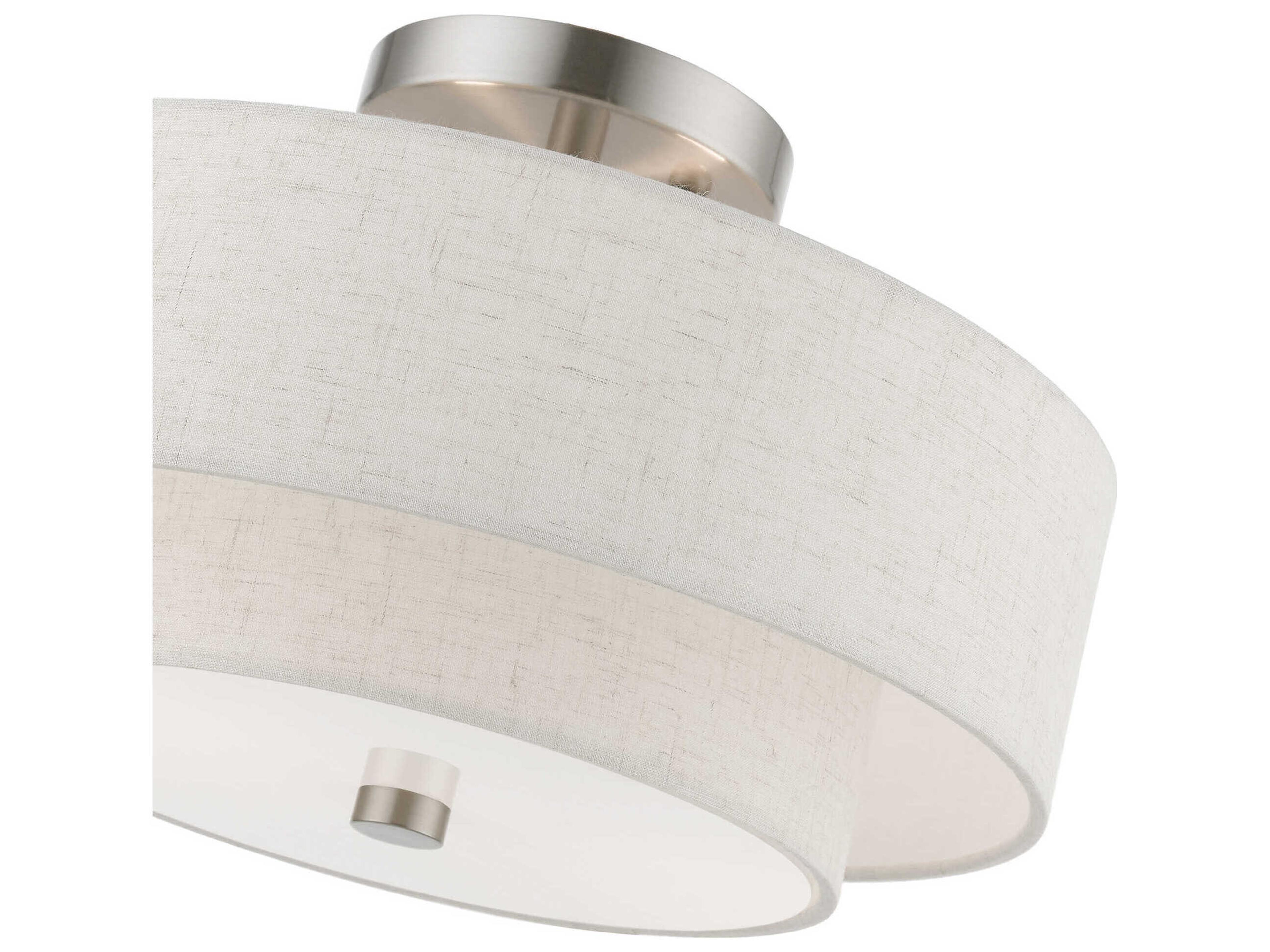 Livex Lighting Meridian 2-Light Brushed Nickel Drum Semi Flush Mount
