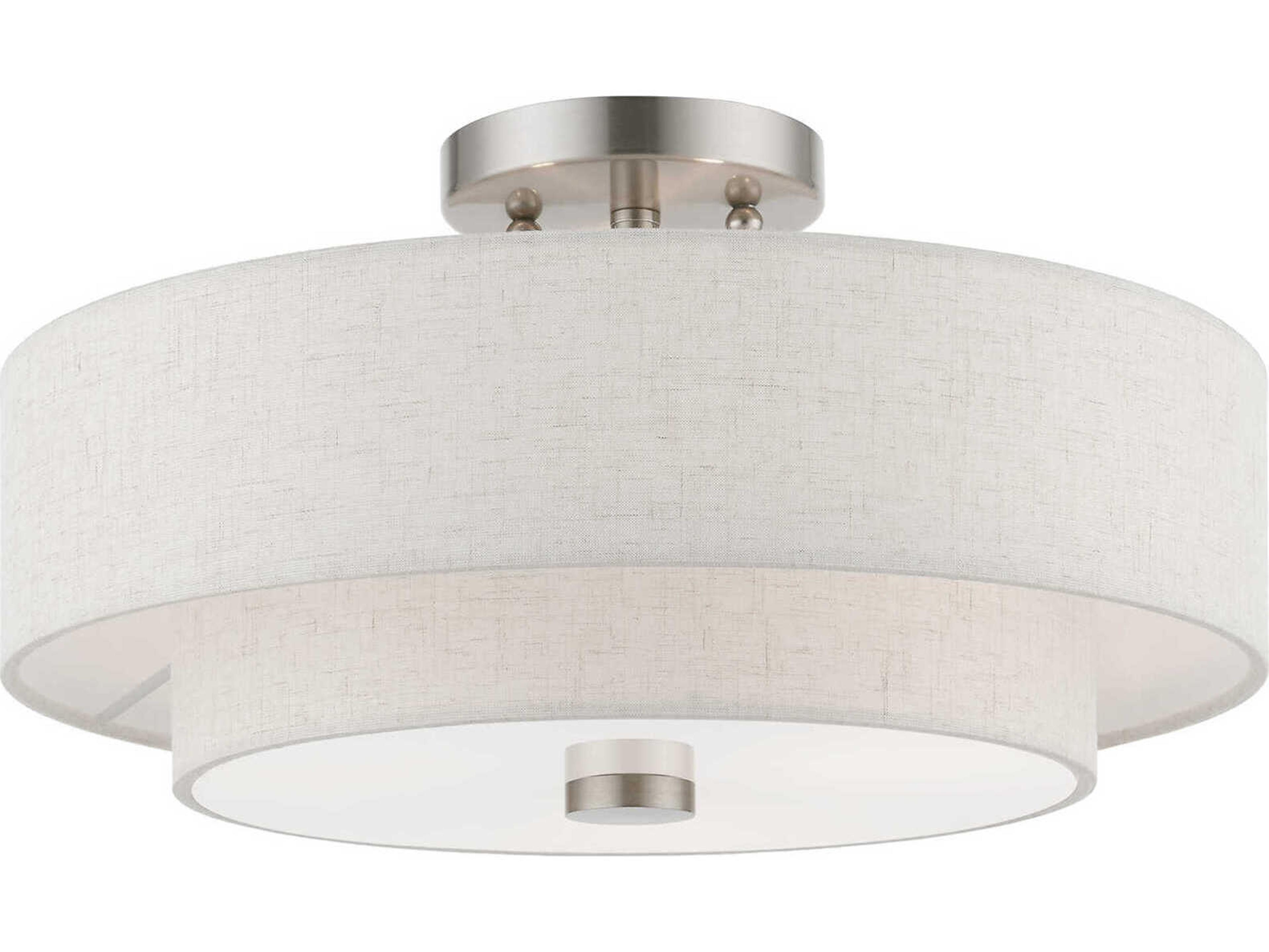 Meridian 3-Light Brushed Nickel Drum Semi Flush Mount