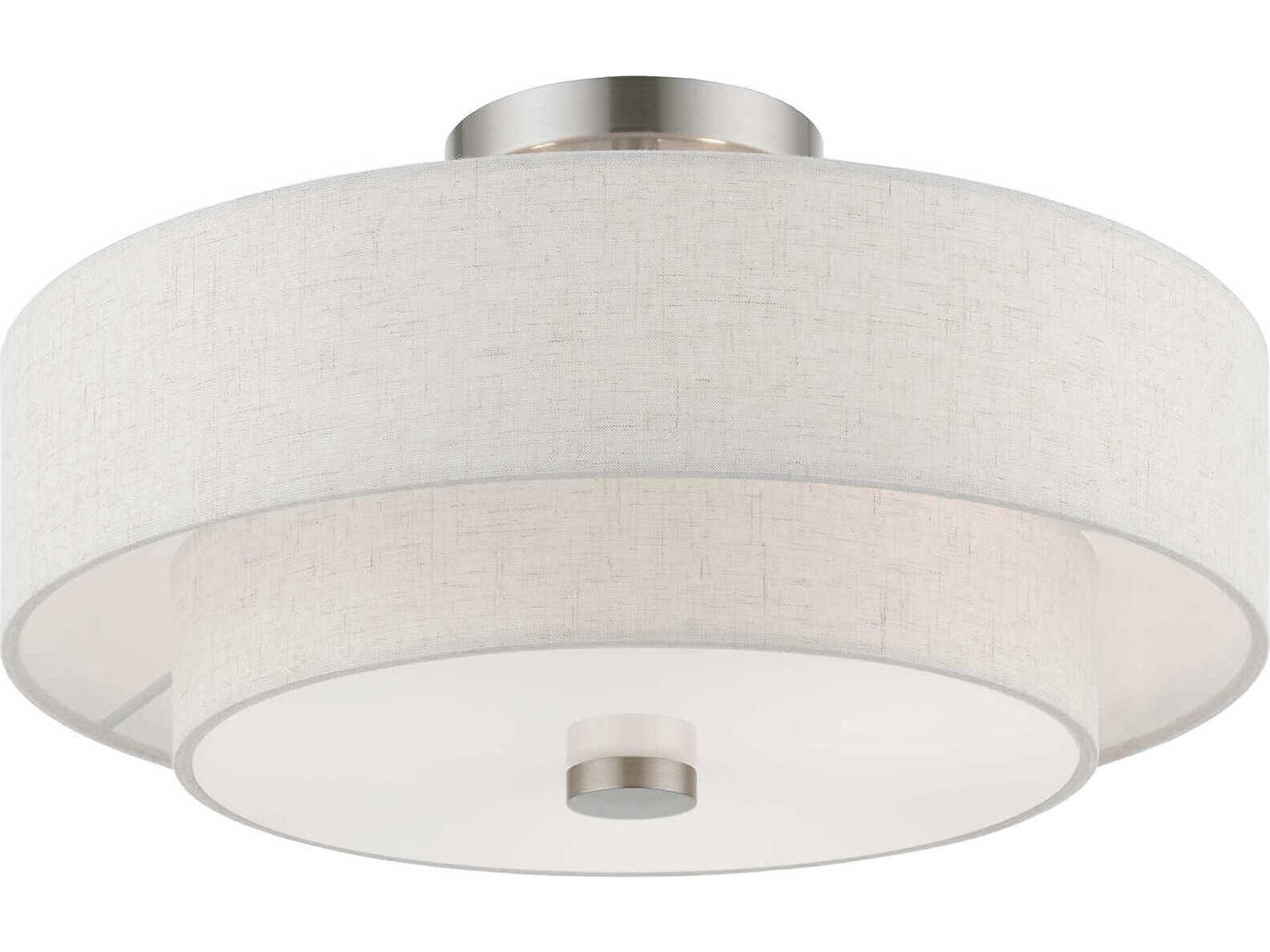 Livex Lighting Meridian 3-Light Brushed Nickel Drum Semi Flush Mount