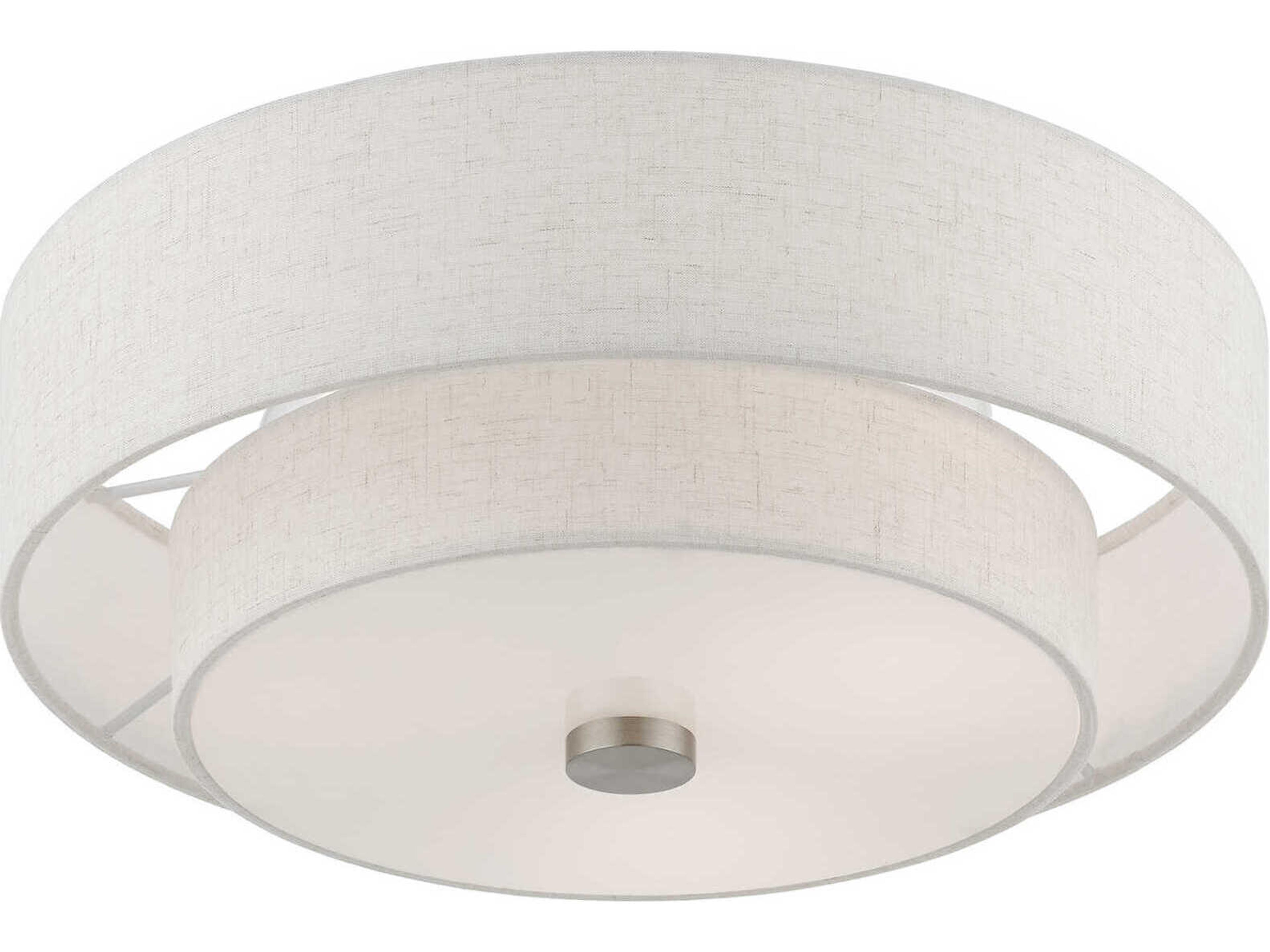 Livex Lighting Meridian 3-Light Brushed Nickel Drum Semi Flush Mount