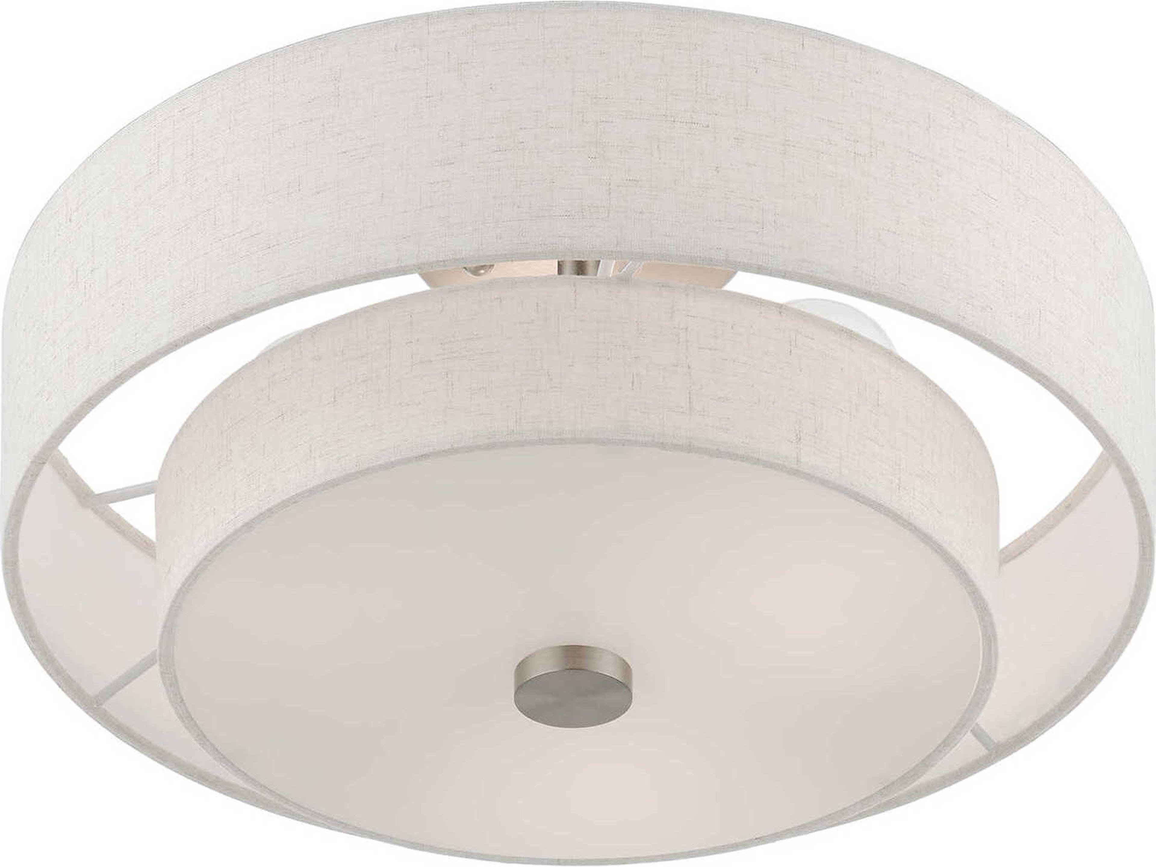 Livex Lighting Meridian 3-Light Brushed Nickel Drum Semi Flush Mount