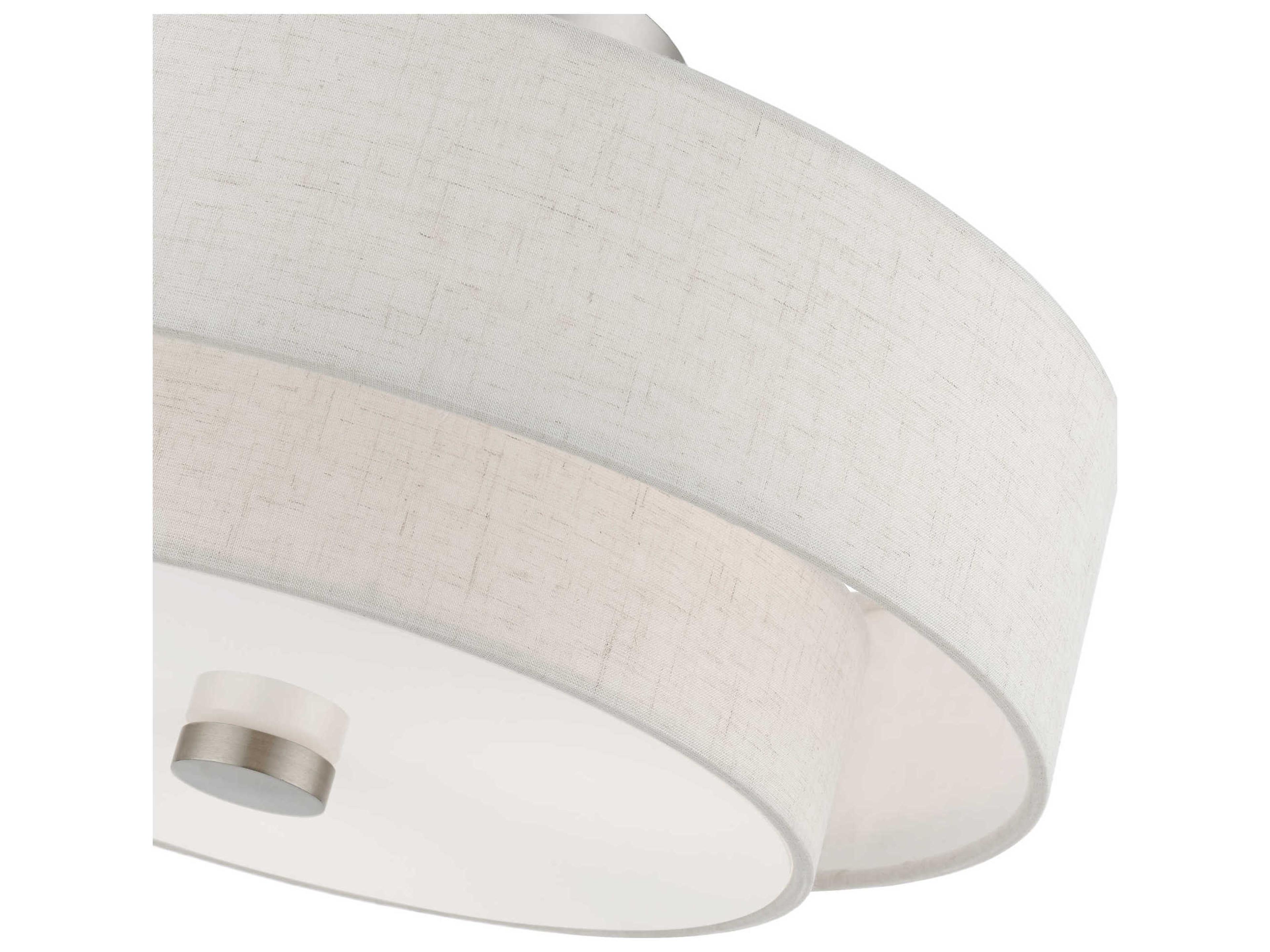 Livex Lighting Meridian 3-Light Brushed Nickel Drum Semi Flush Mount