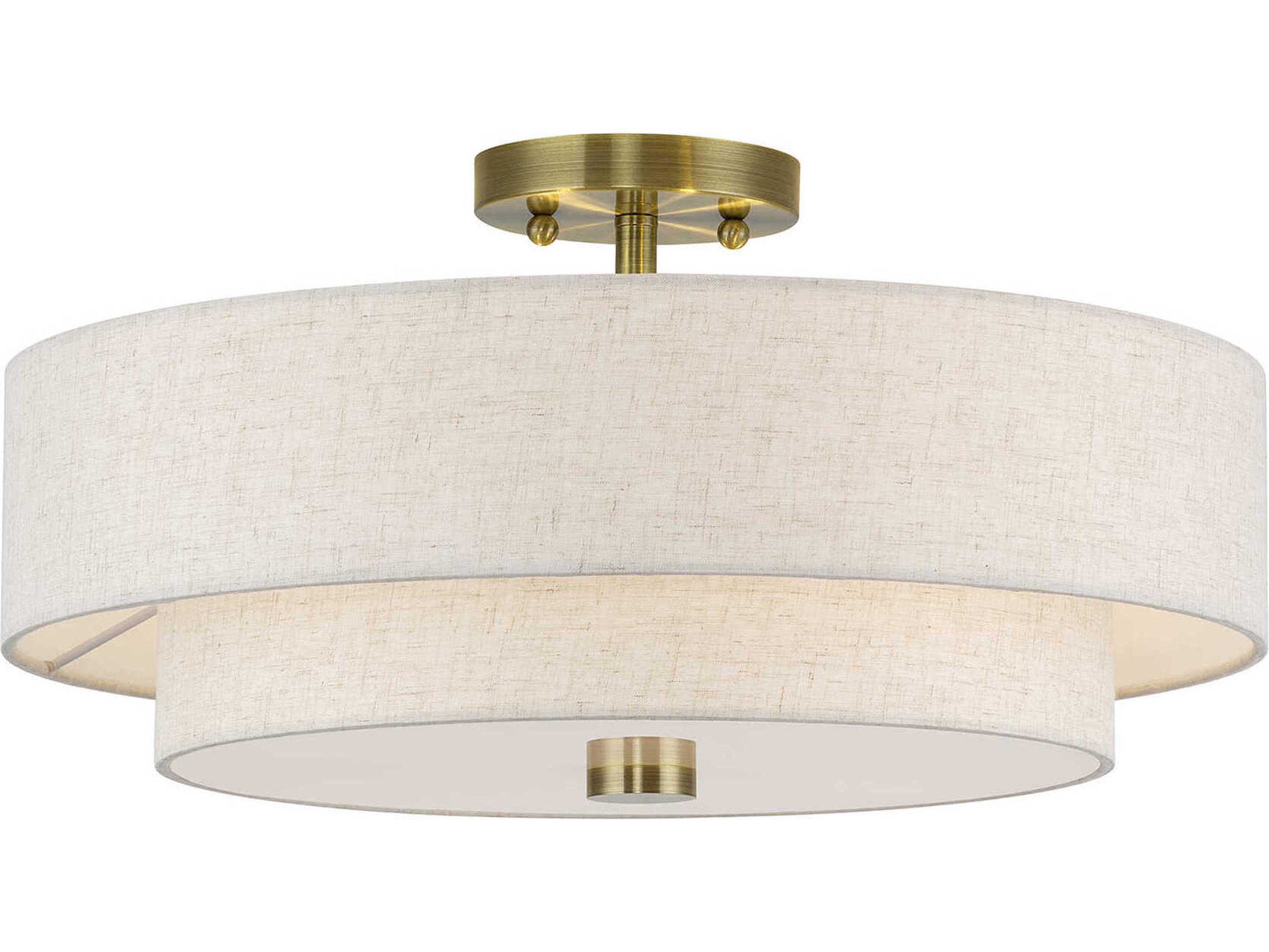 Monroe 4-Light Antique Brass Drum Semi Flush Mount