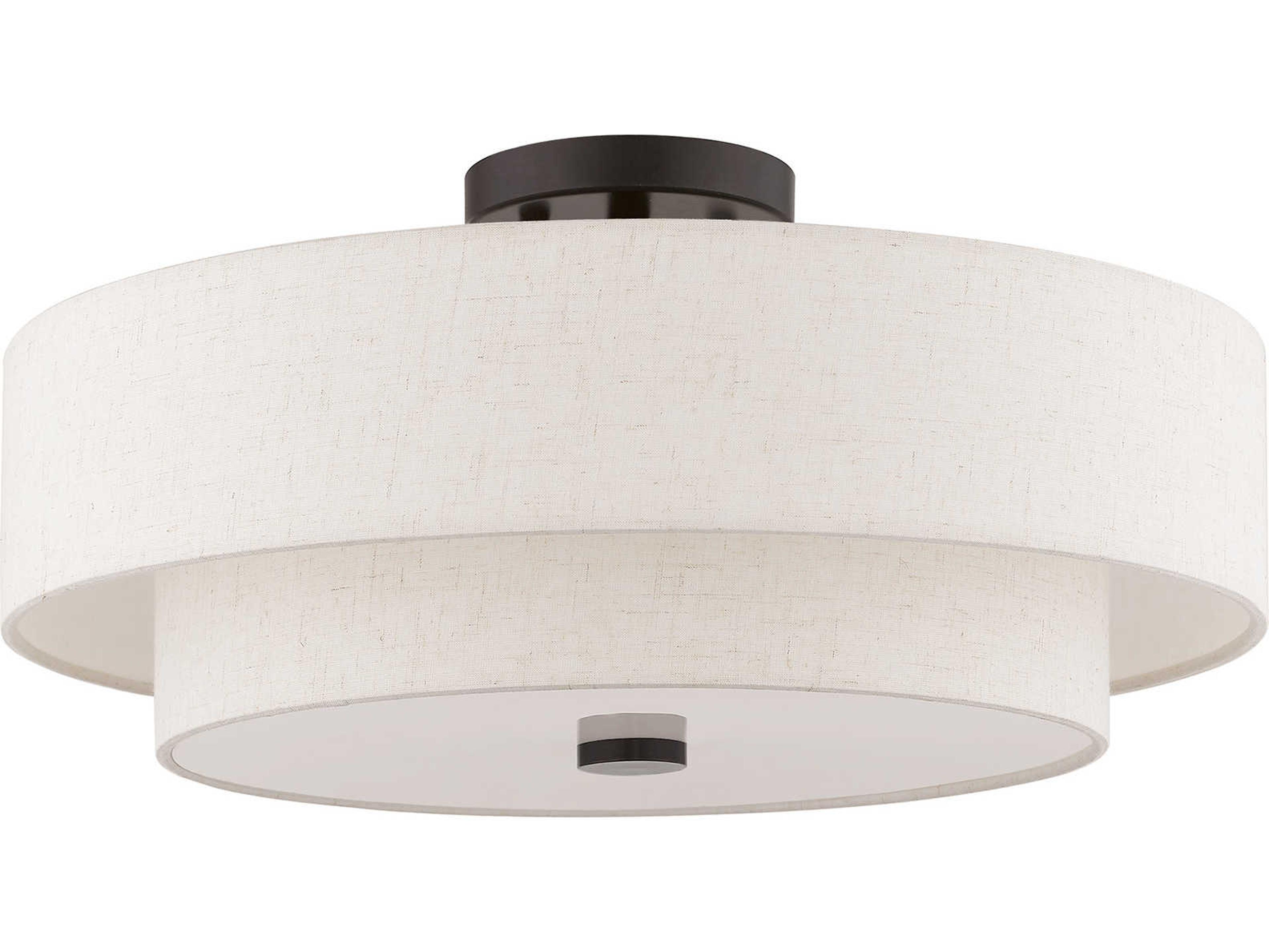 Livex Lighting Claremont 4-Light English Bronze Drum Round Semi Flush Mount