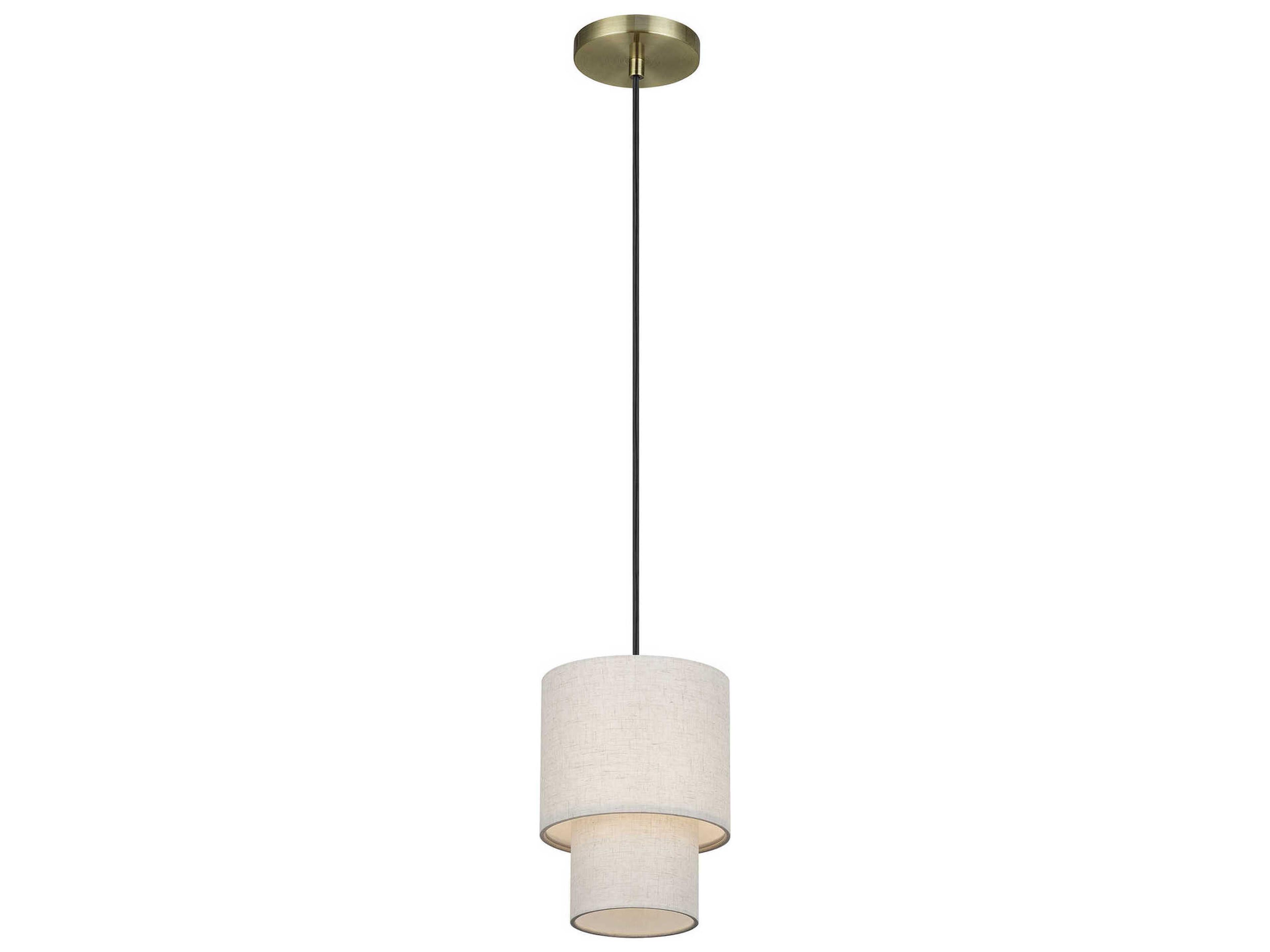 Livex Lighting Monroe 1-Light Antique Brass Drum Mini Pendant