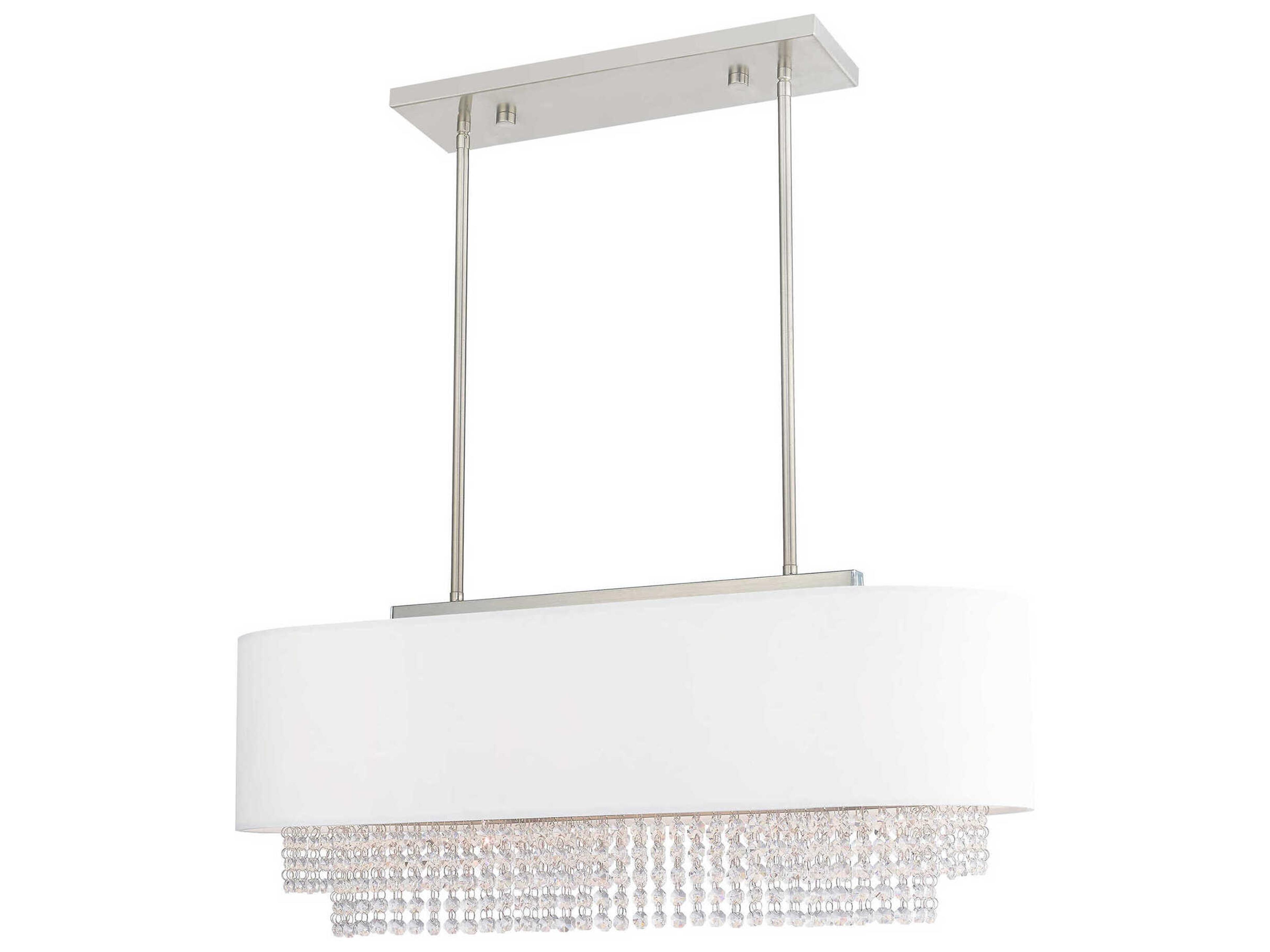 Carlisle 3-Light Brushed Nickel Off White Crystal Island Pendant