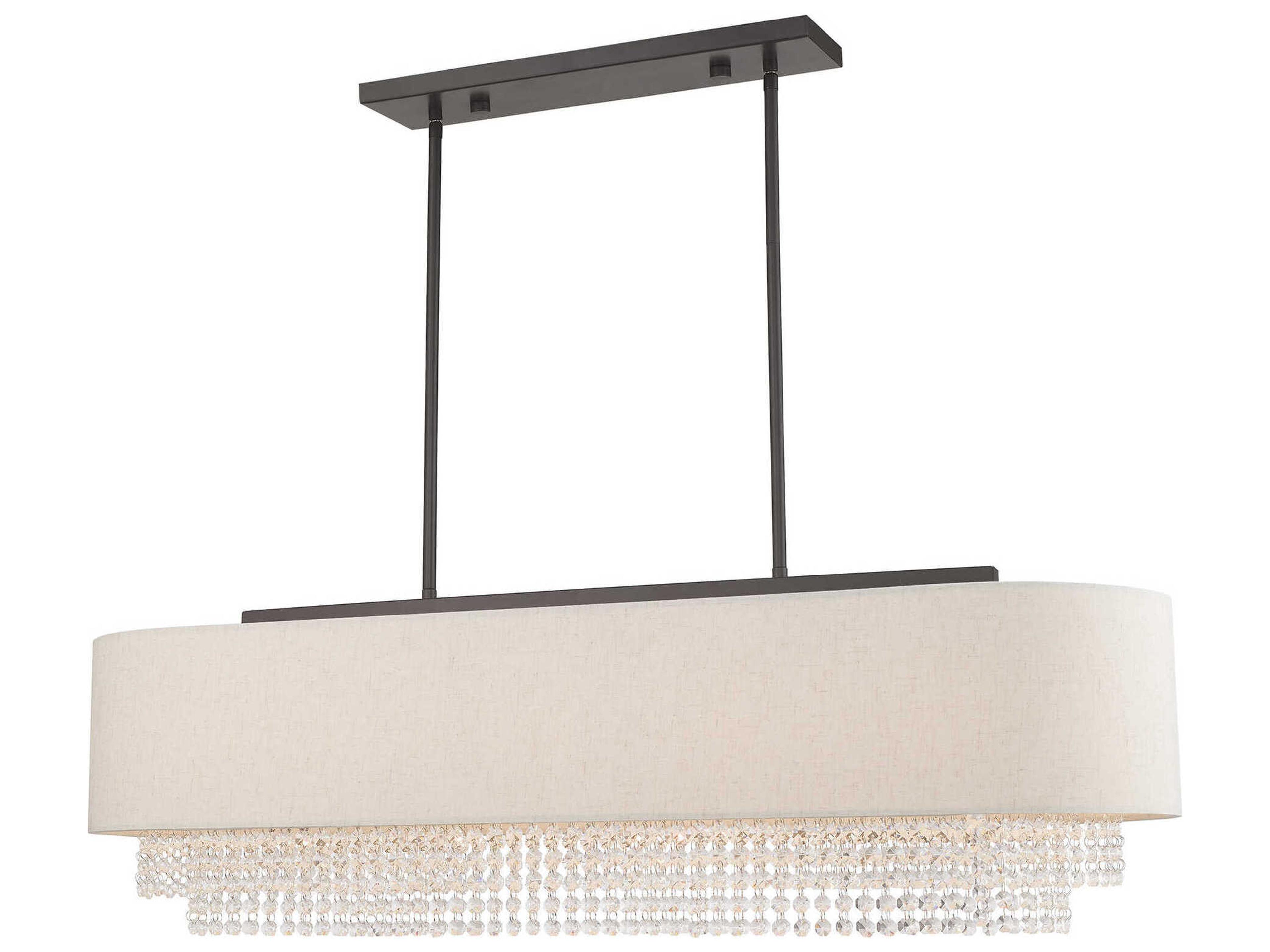 Carlisle 5-Light English Bronze Off White Crystal Island Pendant