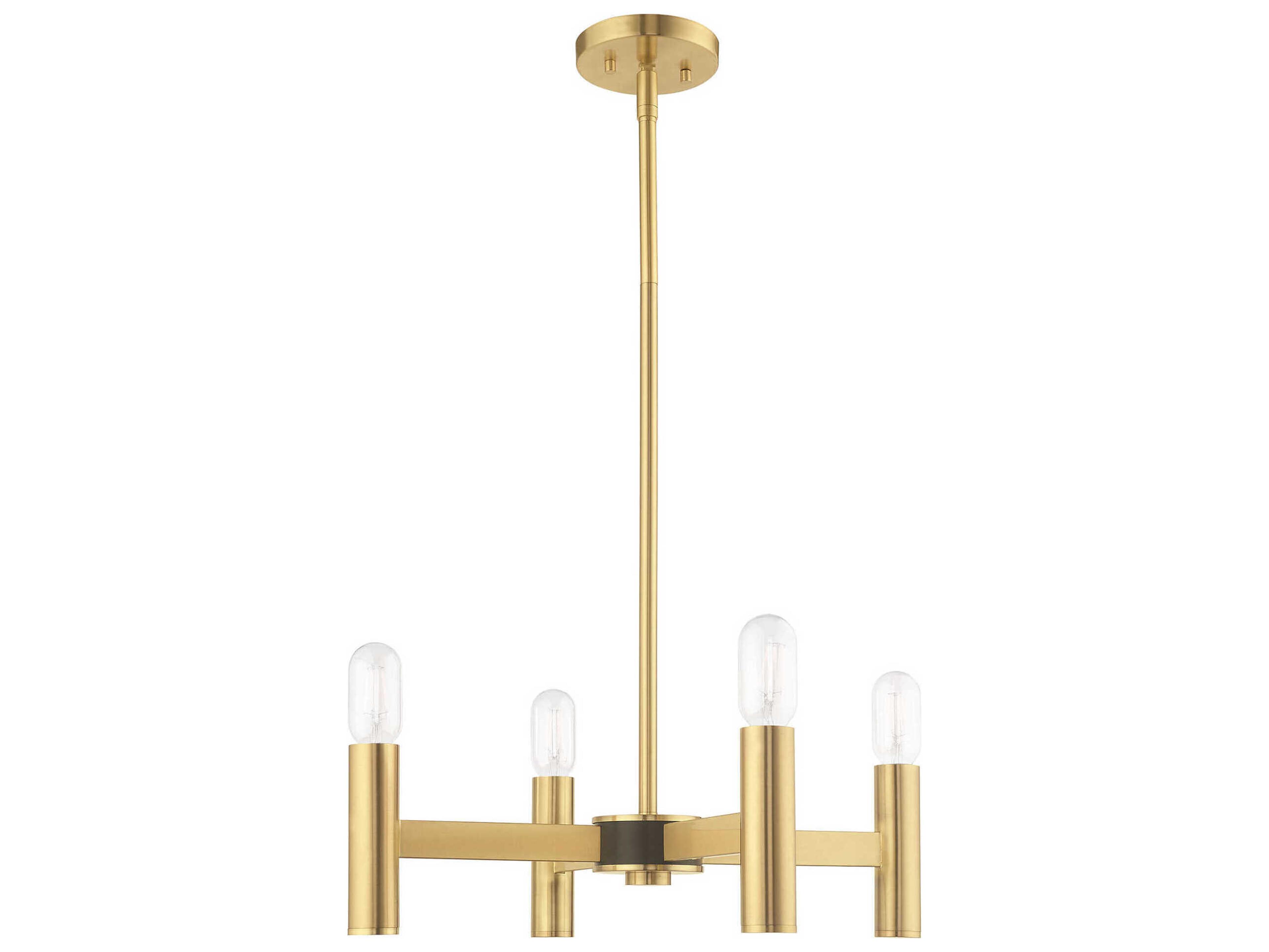 Livex Lighting Copenhagen 4-Light Satin Brass Candelabra Chandelier