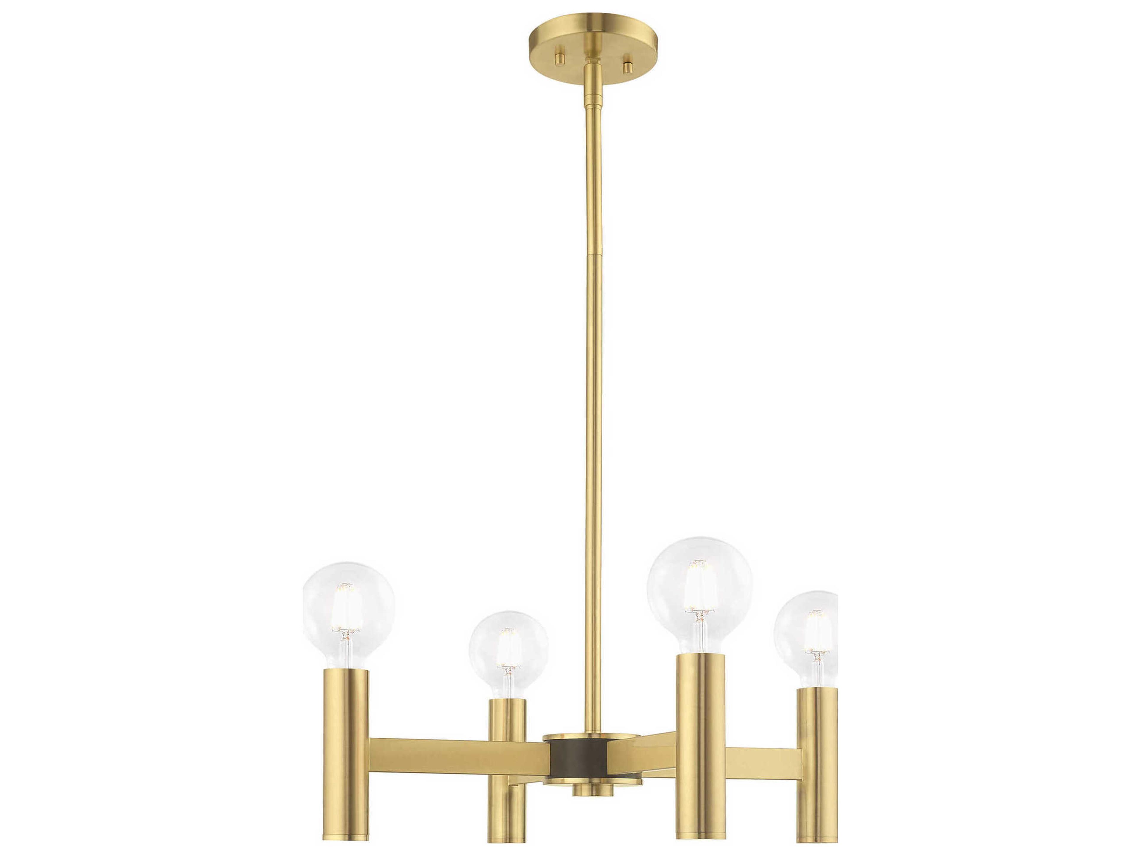 Livex Lighting Copenhagen 4-Light Satin Brass Candelabra Chandelier