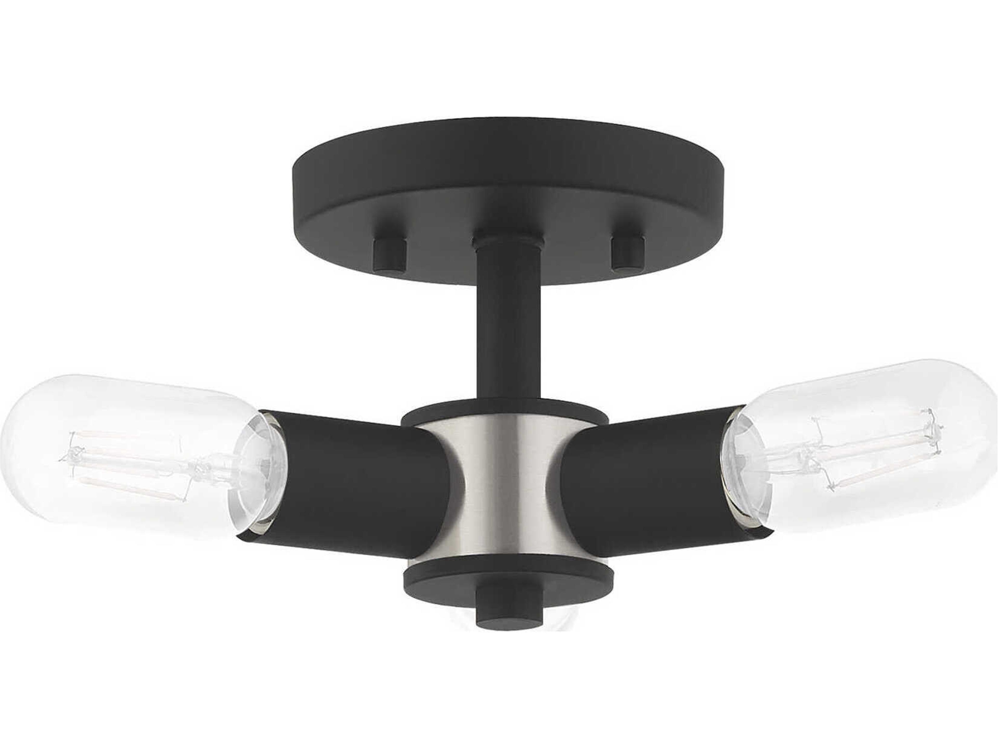 Livex Lighting Copenhagen 3-Light Black Semi Flush Mount