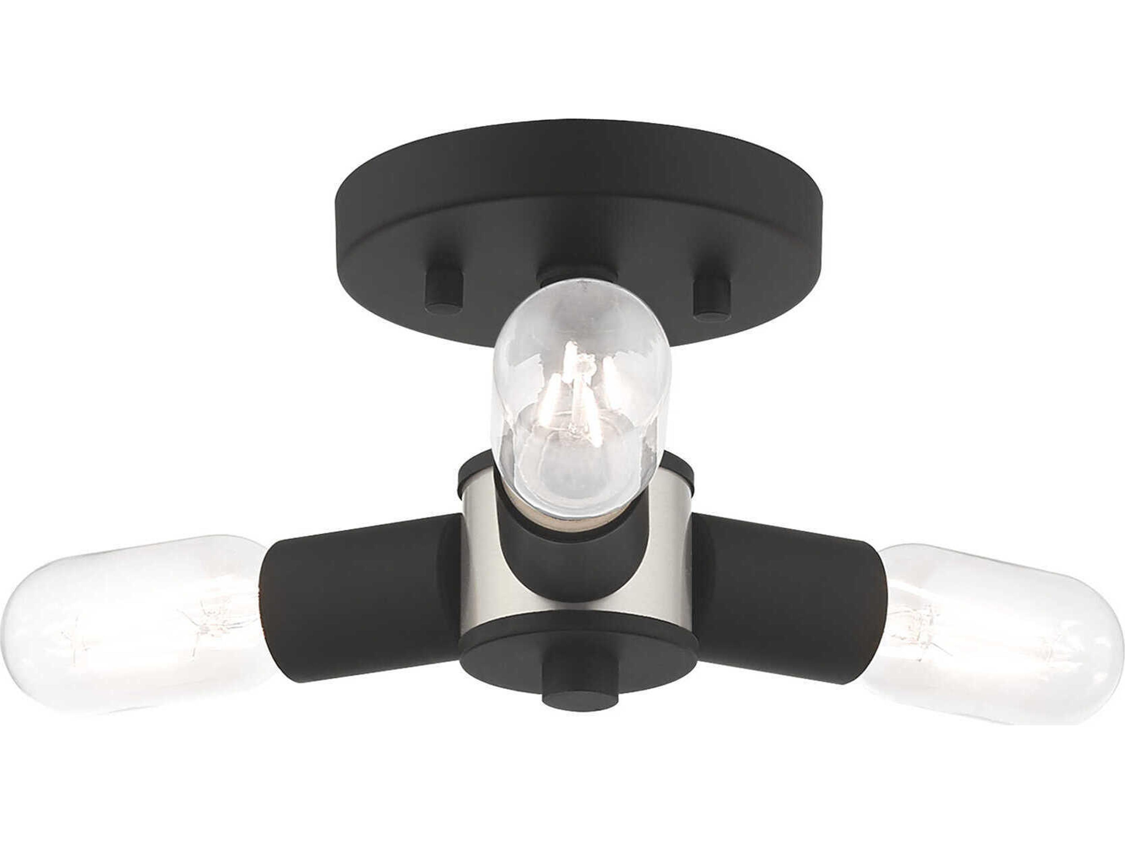 Livex Lighting Copenhagen 3-Light Black Semi Flush Mount