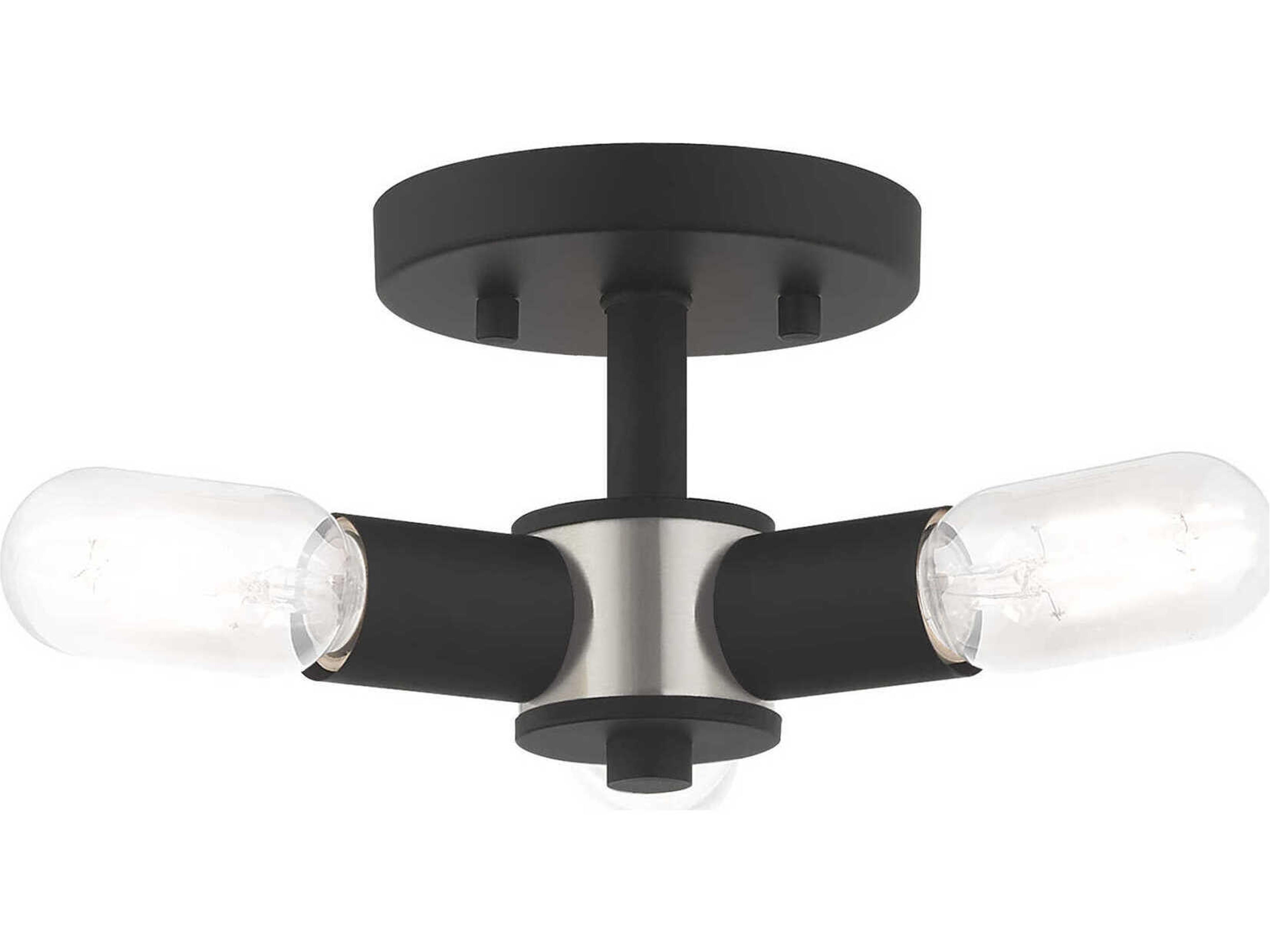 Livex Lighting Copenhagen 3-Light Black Semi Flush Mount