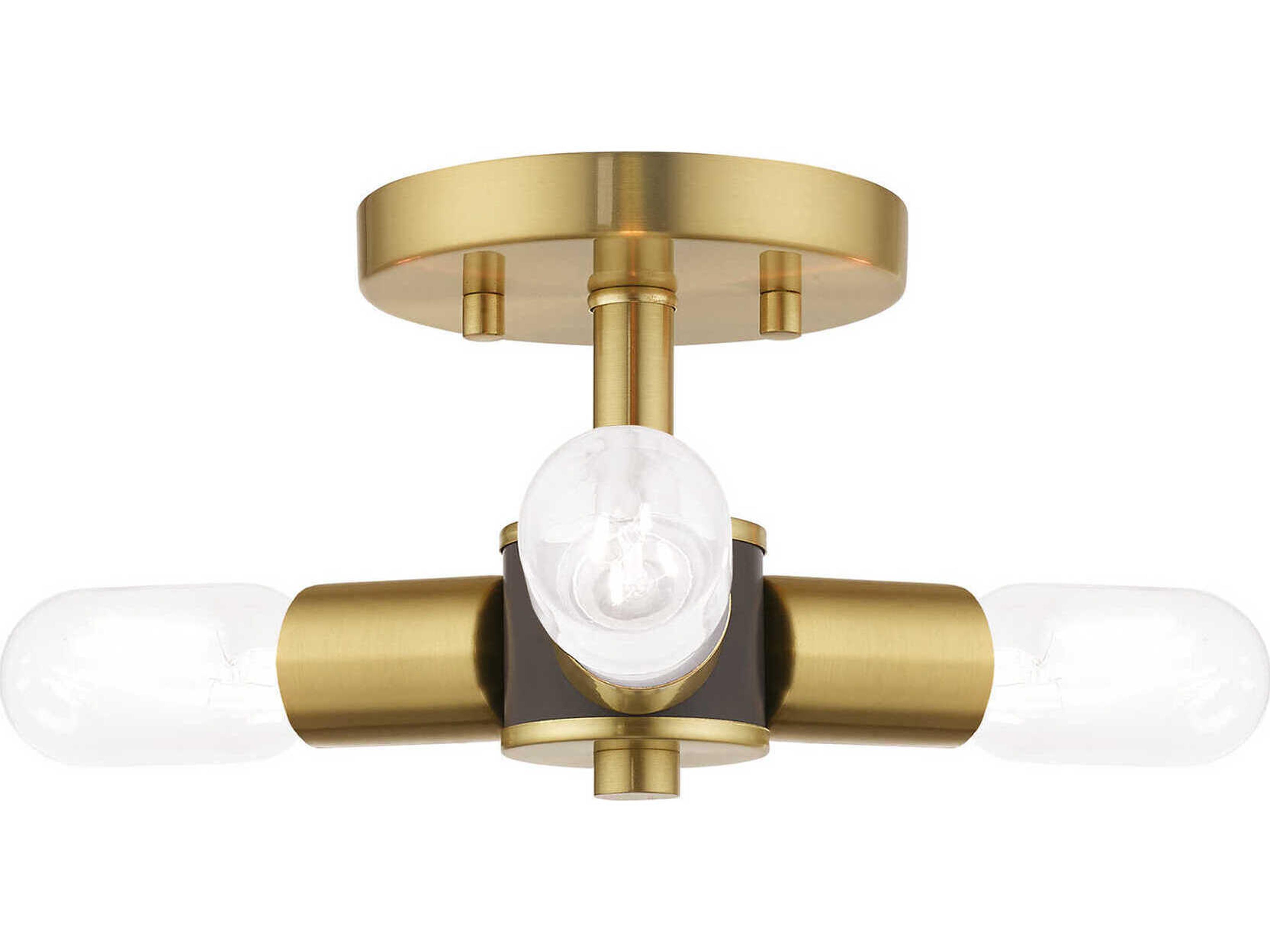 Copenhagen 3-Light Satin Brass Semi Flush Mount