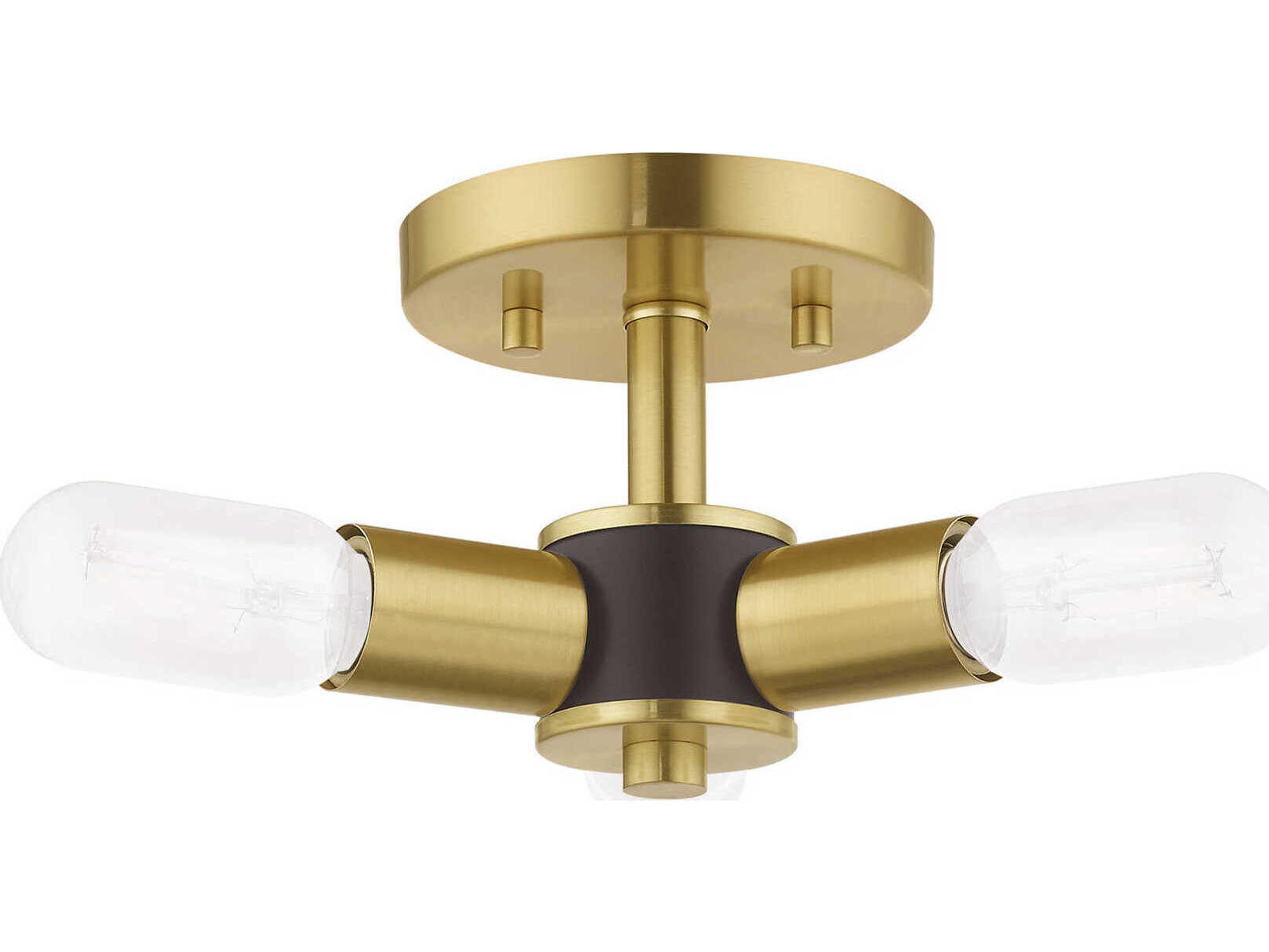 Livex Lighting Copenhagen 3-Light Satin Brass Semi Flush Mount