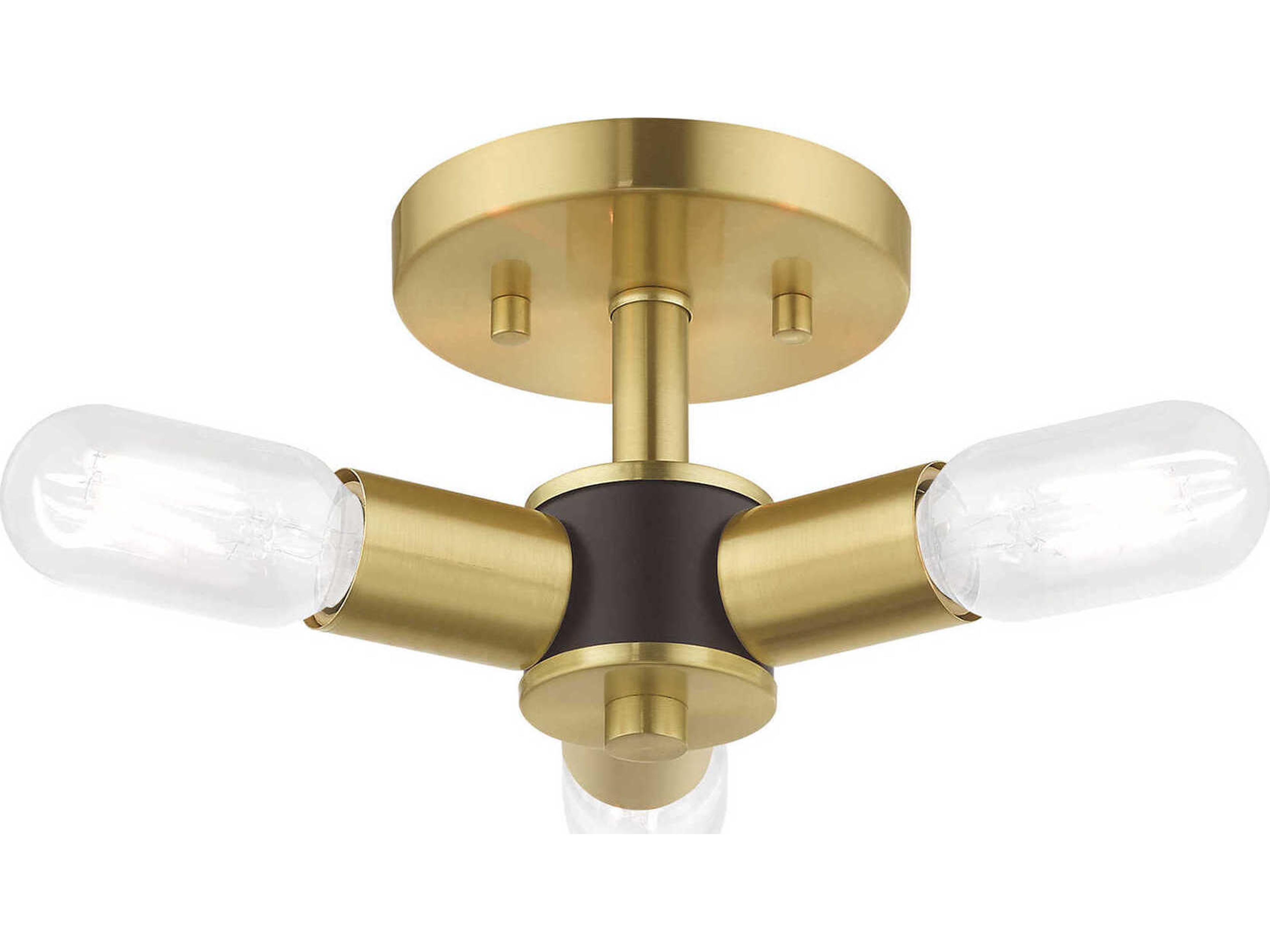 Livex Lighting Copenhagen 3-Light Satin Brass Semi Flush Mount
