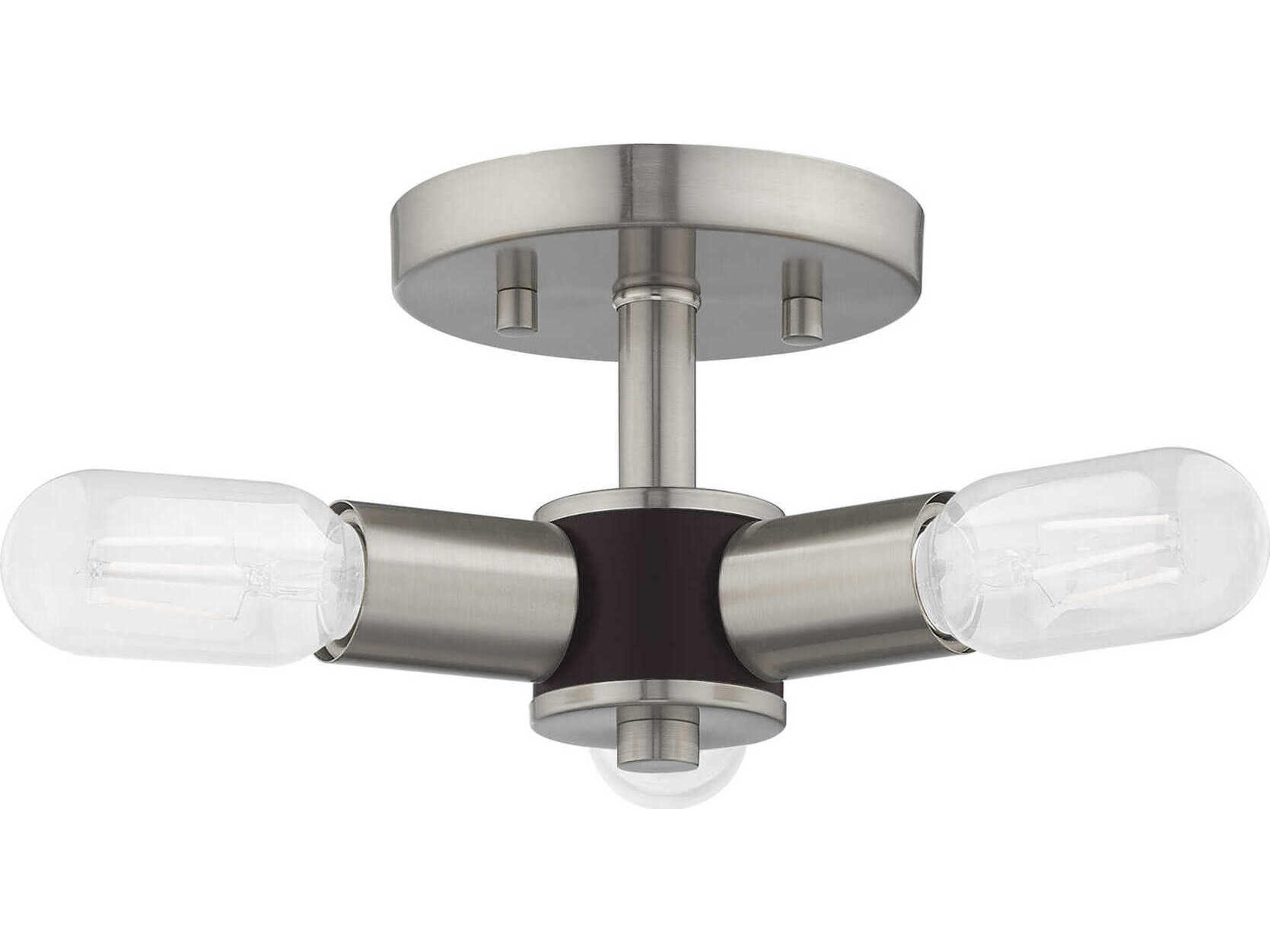 Livex Lighting Copenhagen 3-Light Brushed Nickel Semi Flush Mount