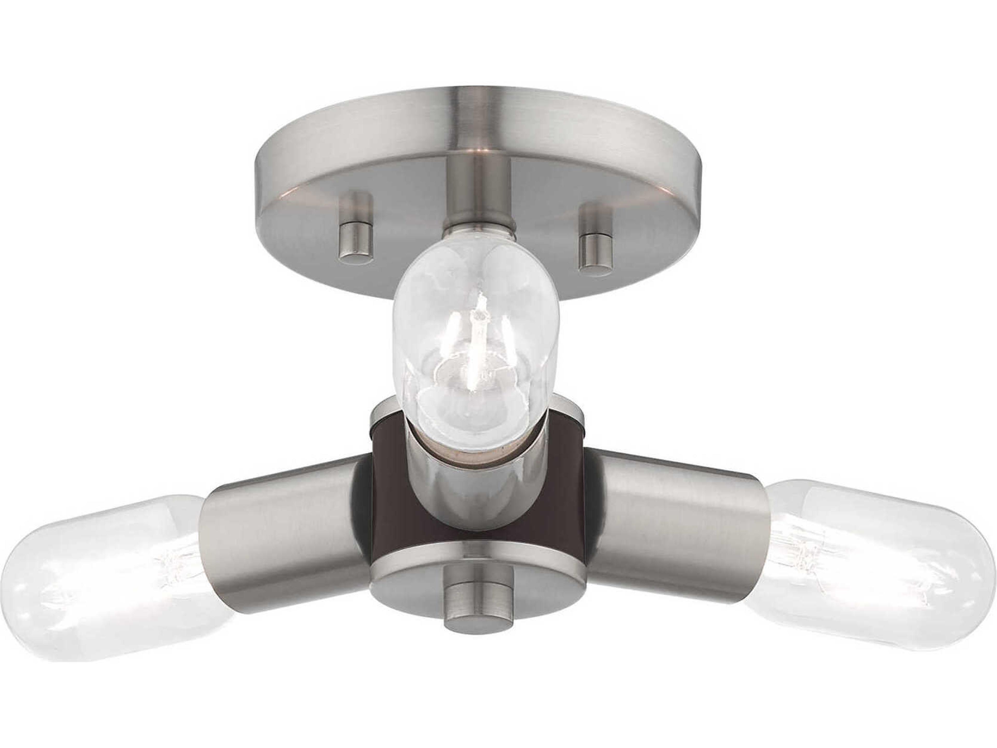 Livex Lighting Copenhagen 3-Light Brushed Nickel Semi Flush Mount