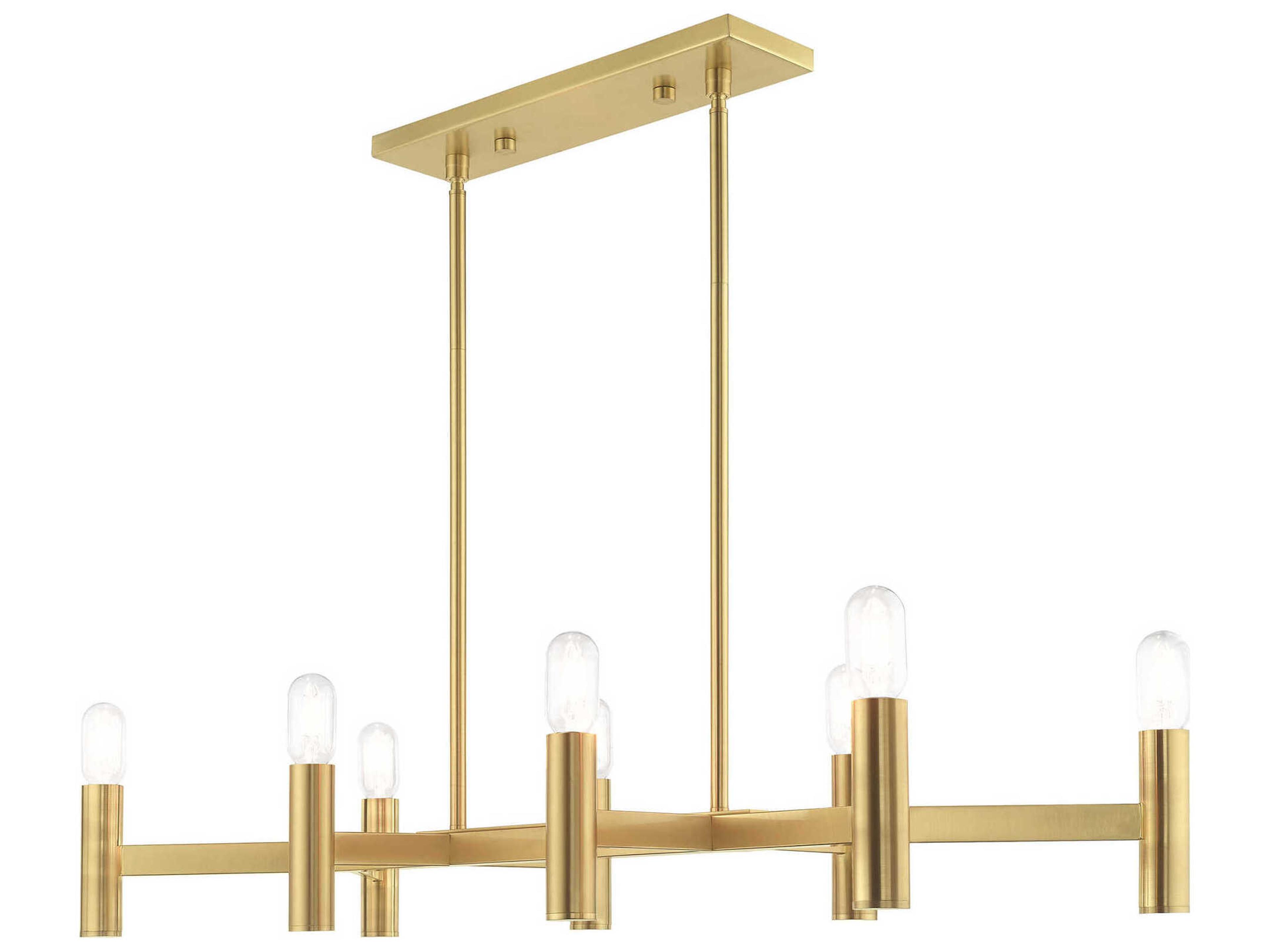 Livex Lighting Copenhagen 8-Light Satin Brass Linear Island Pendant