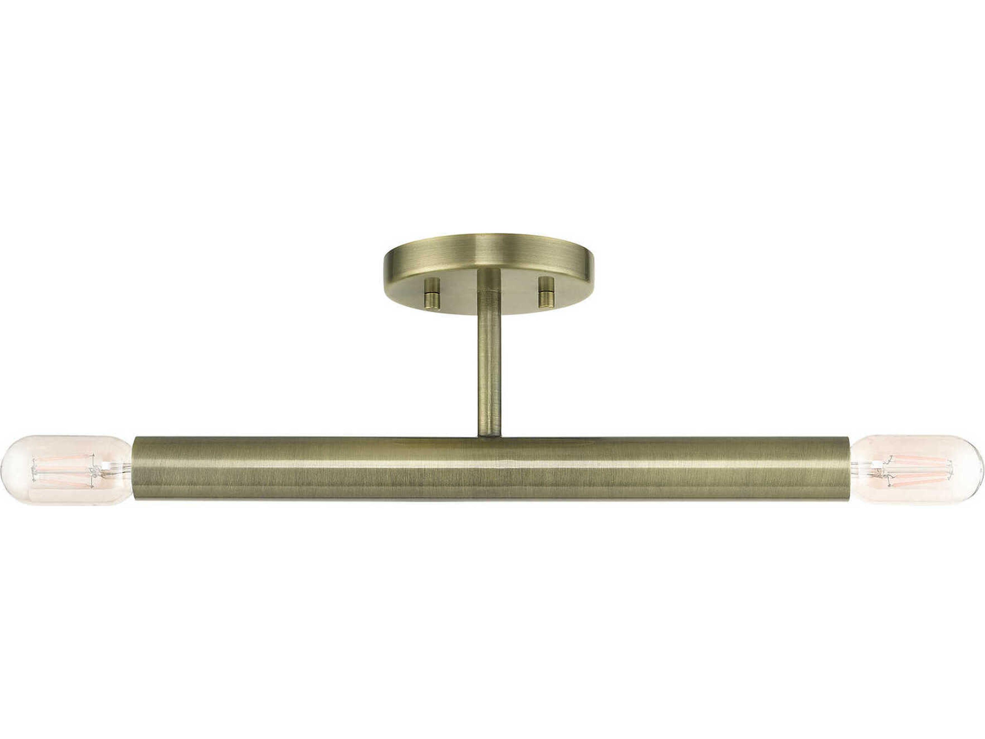 Livex Lighting Copenhagen 2-Light Antique Brass Semi Flush Mount