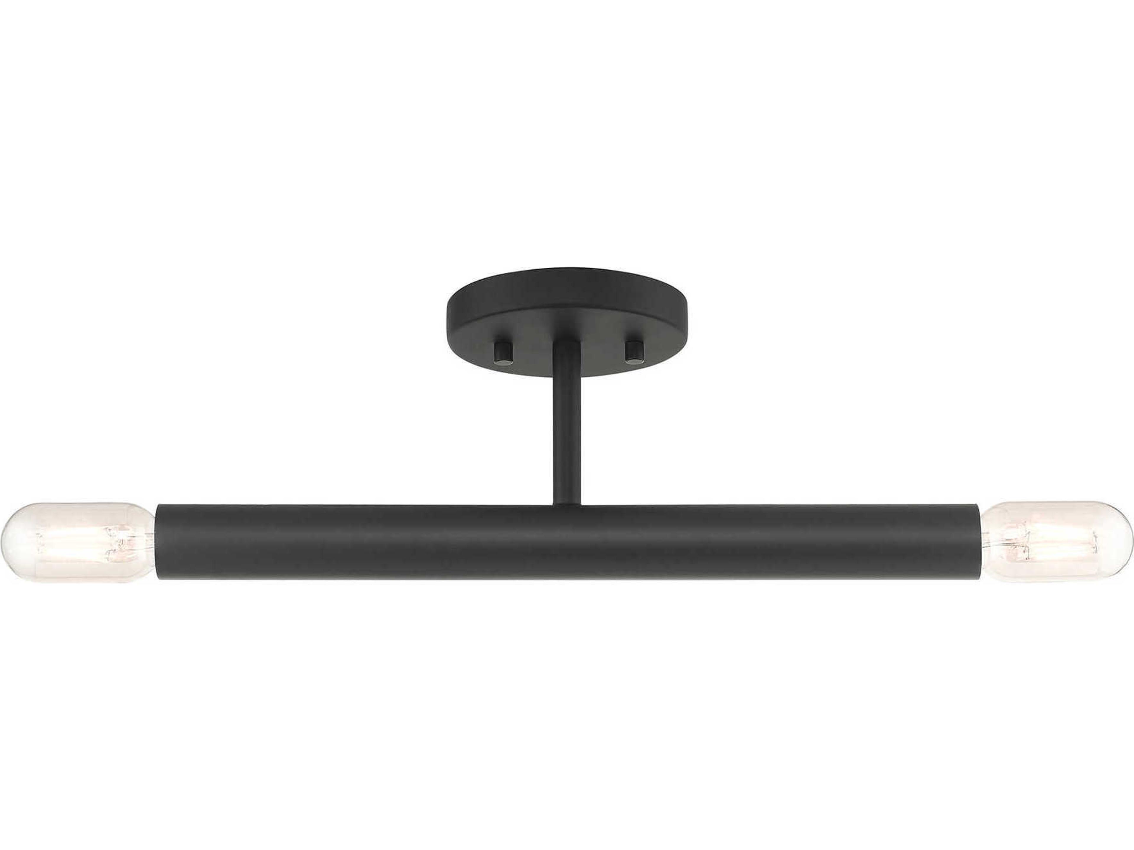 Livex Lighting Copenhagen 2-Light Black Semi Flush Mount