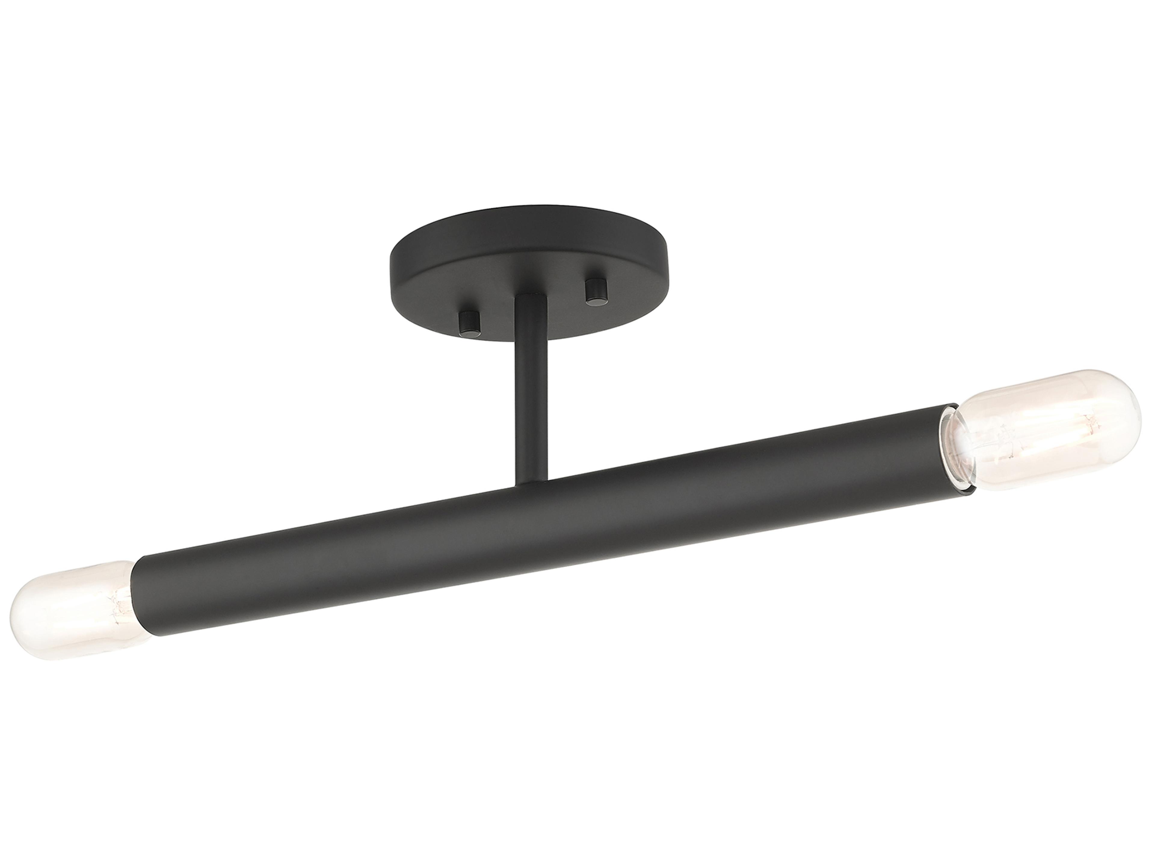 Livex Lighting Copenhagen 2-Light Black Semi Flush Mount