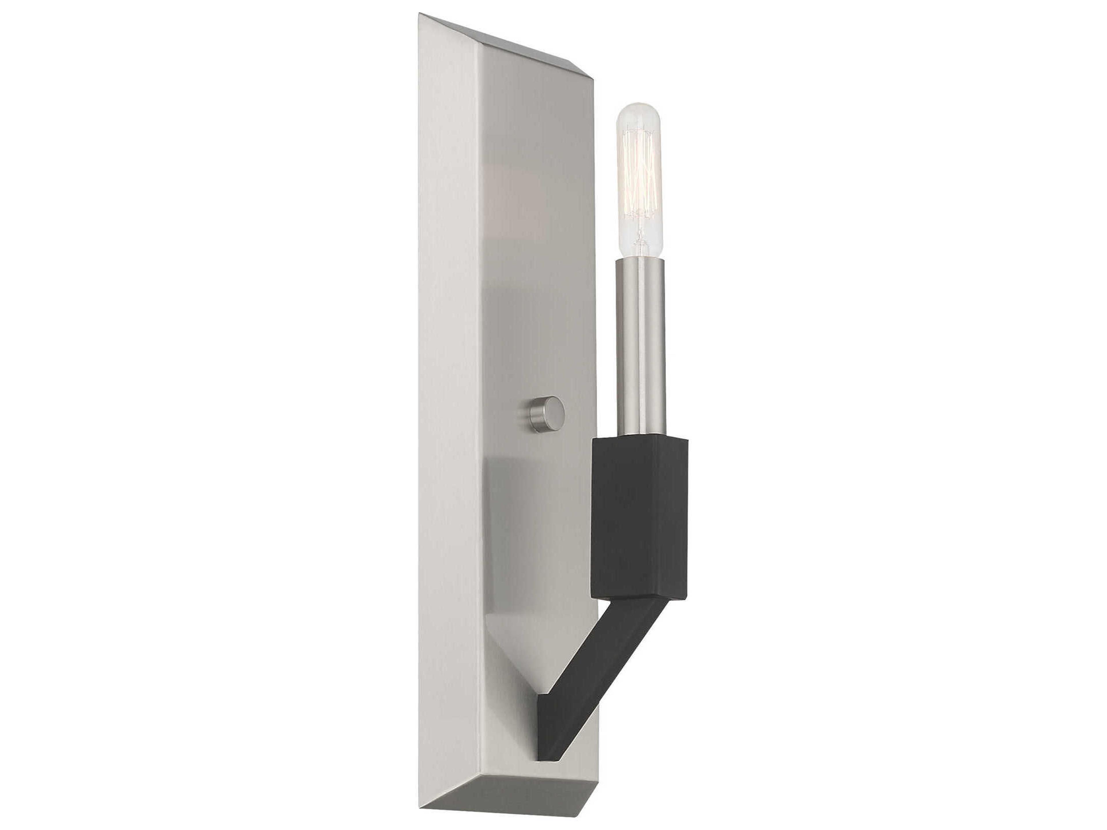 Beckett 1-Light Brushed Nickel Black Brass Wall Sconce
