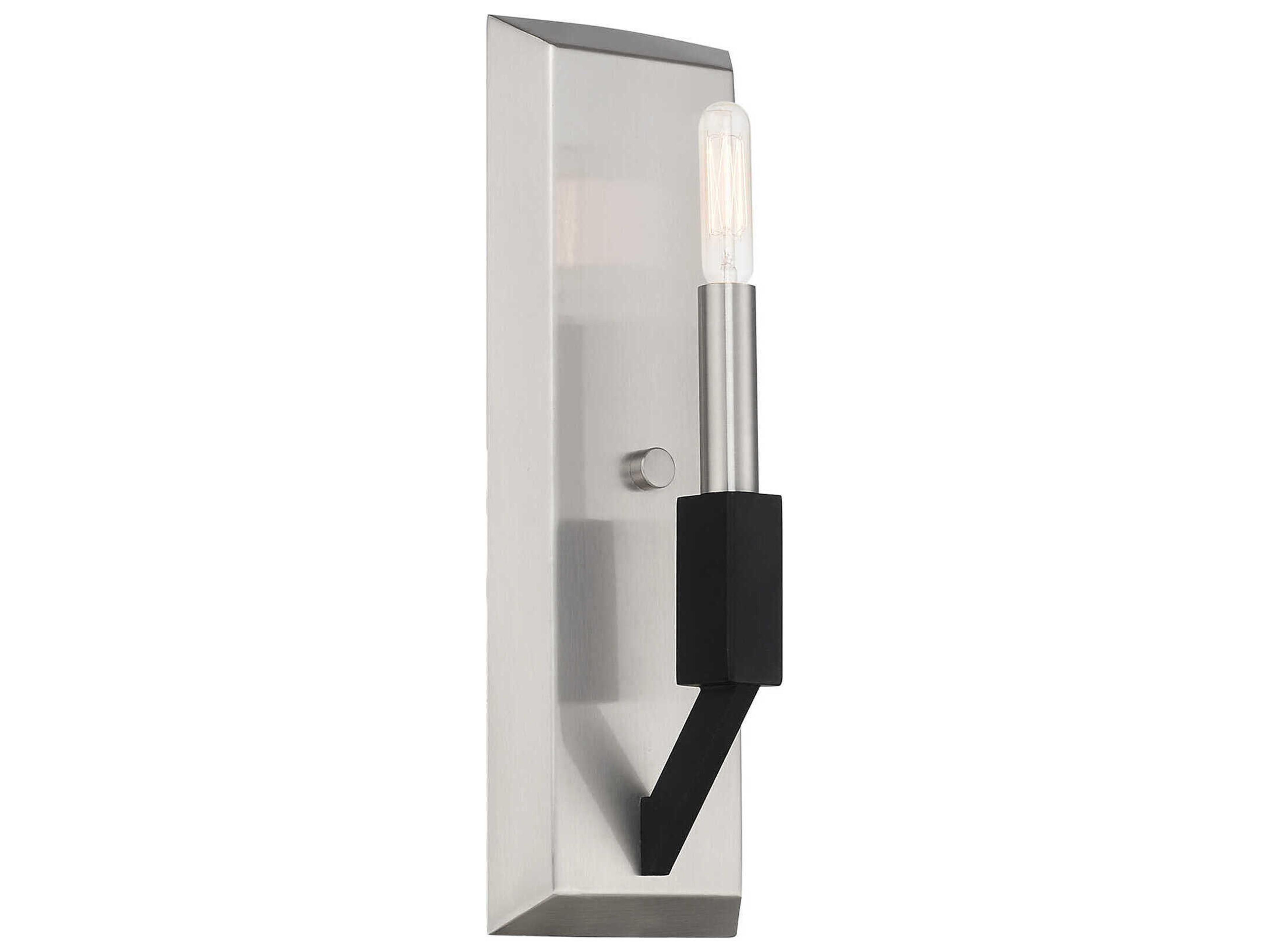Livex Lighting Beckett 1-Light Brushed Nickel Black Brass Wall Sconce