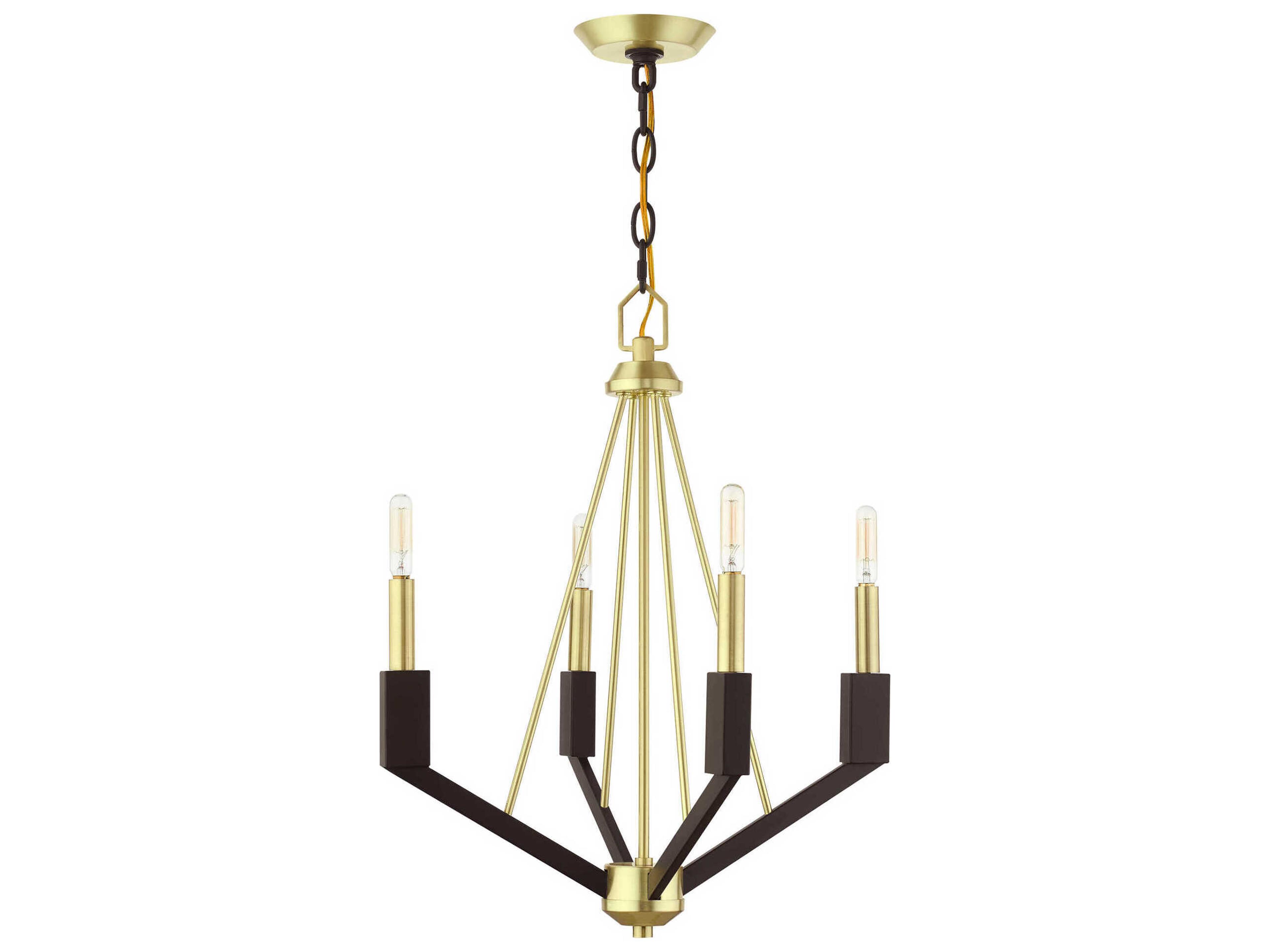 Livex Lighting Beckett 4-Light Satin Brass Candelabra Chandelier