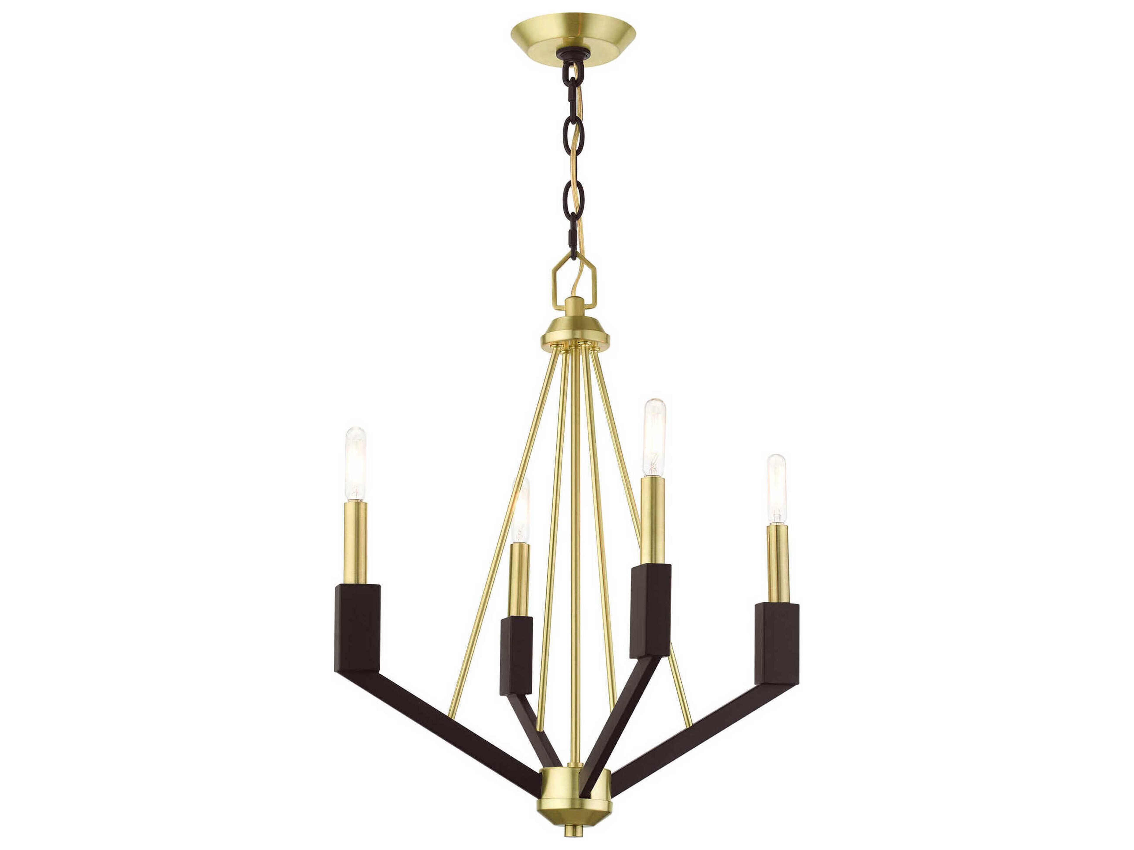 Livex Lighting Beckett 4-Light Satin Brass Candelabra Chandelier