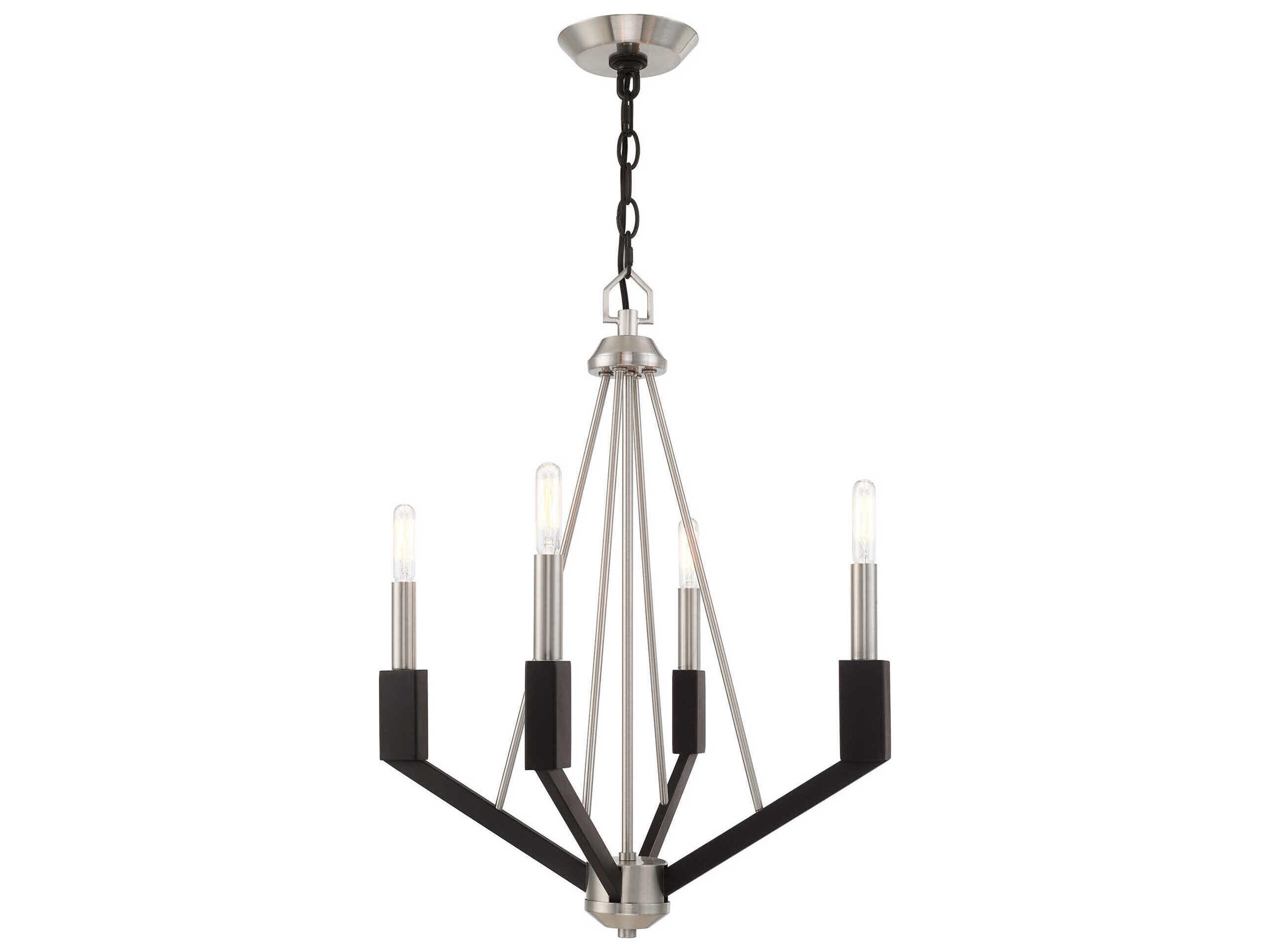 Beckett 4-Light Brushed Nickel Black Candelabra Chandelier