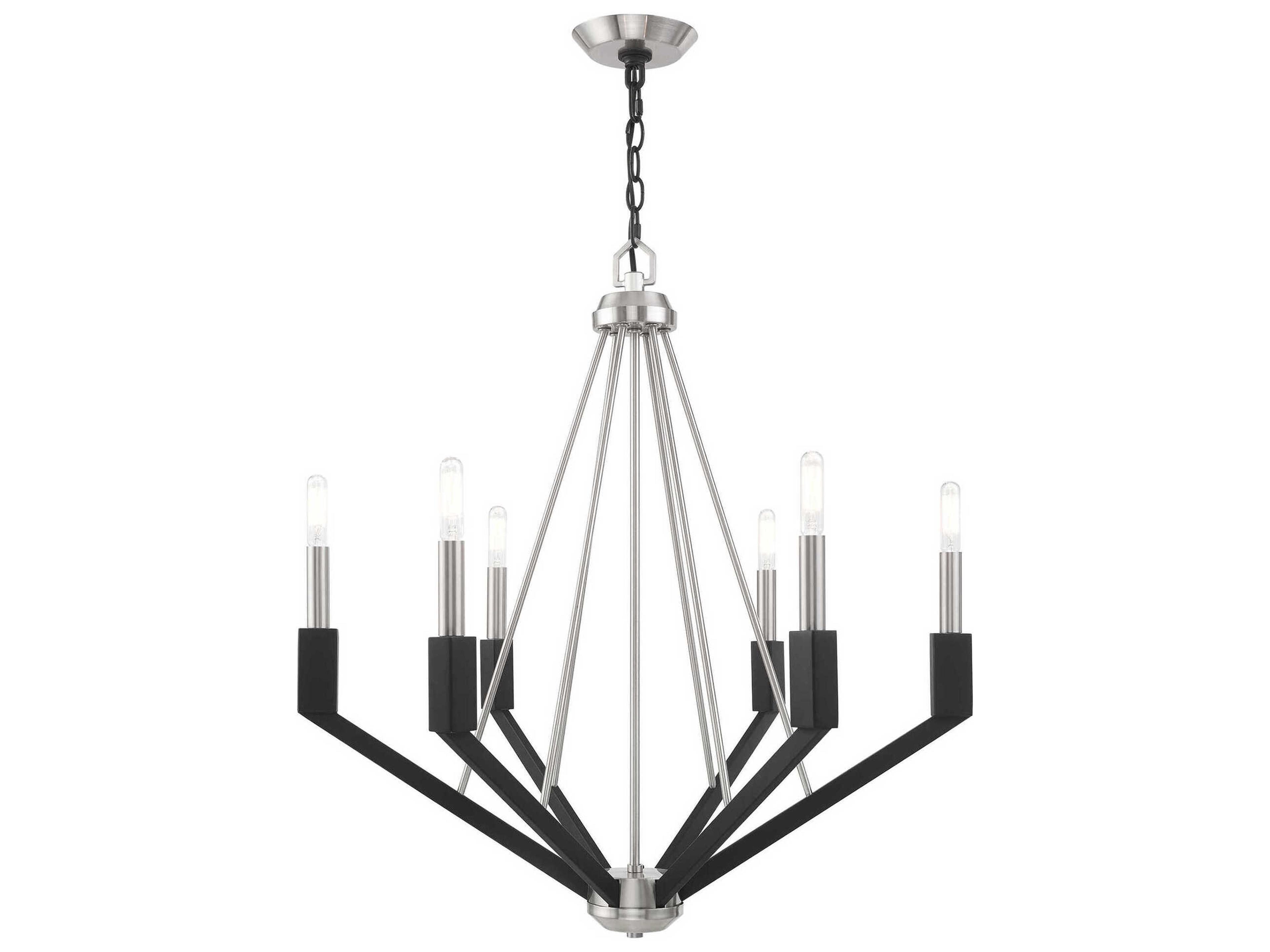 Beckett 6-Light Brushed Nickel Black Candelabra Chandelier