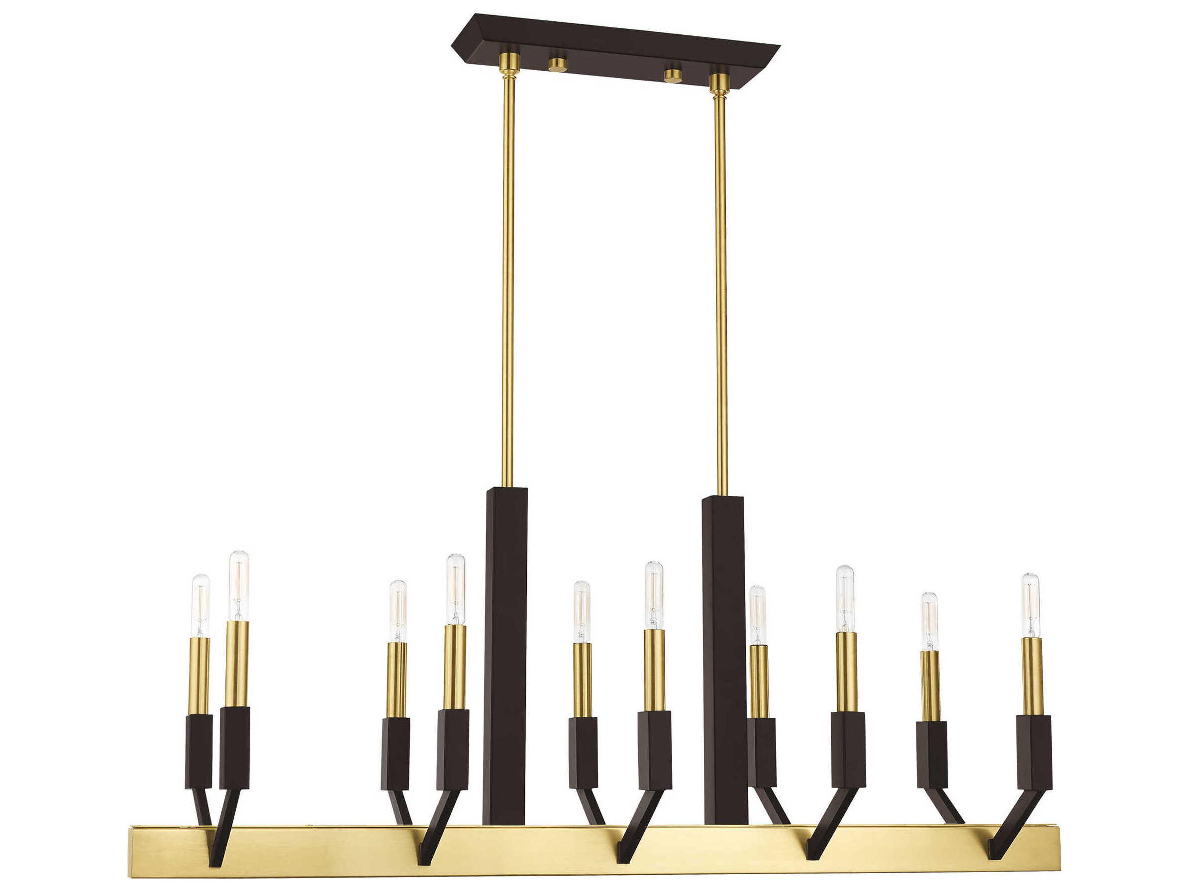 Livex Lighting Beckett 10-Light Satin Brass Bronze Linear Island Pendant