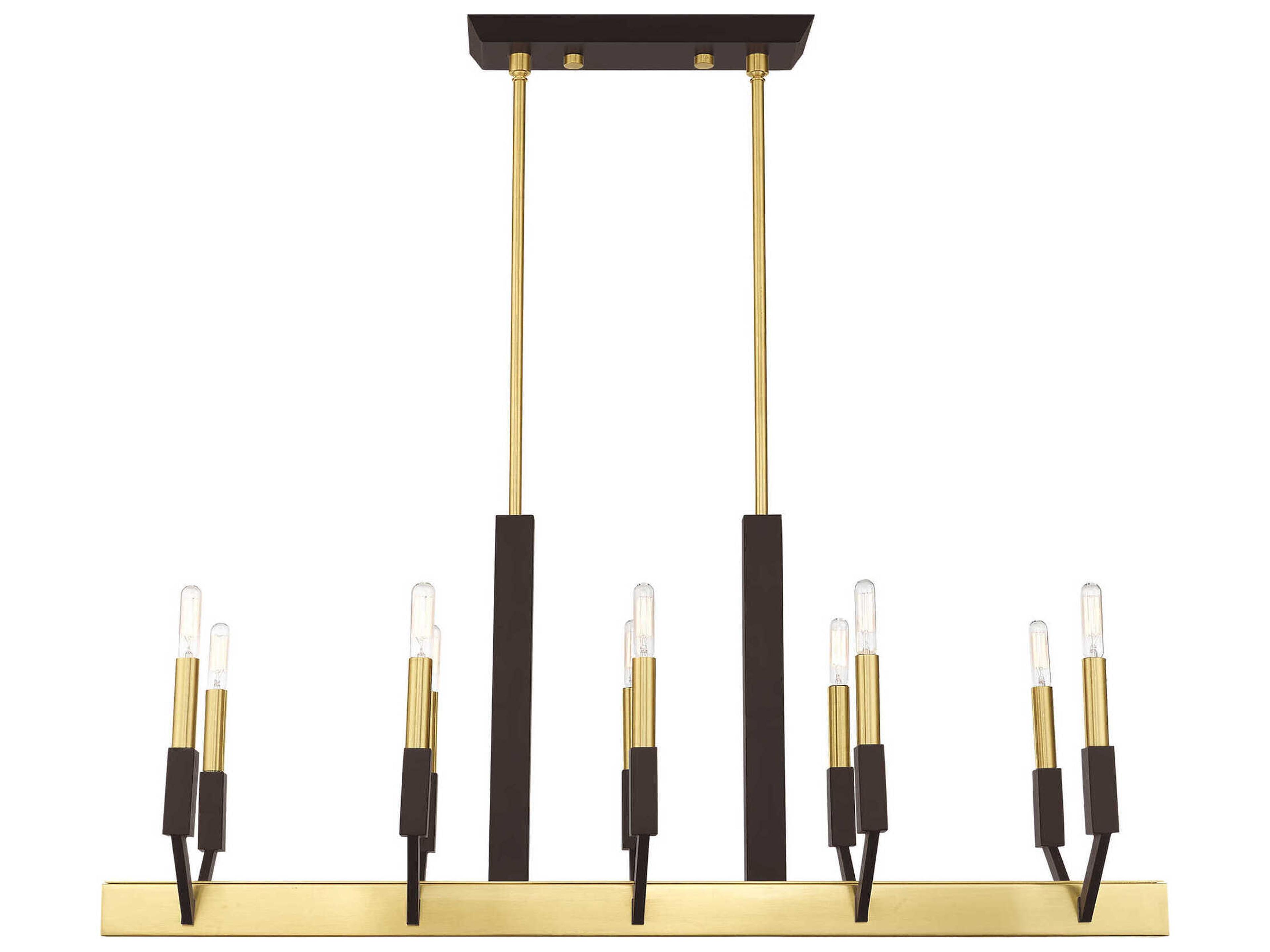 Livex Lighting Beckett 10-Light Satin Brass Bronze Linear Island Pendant